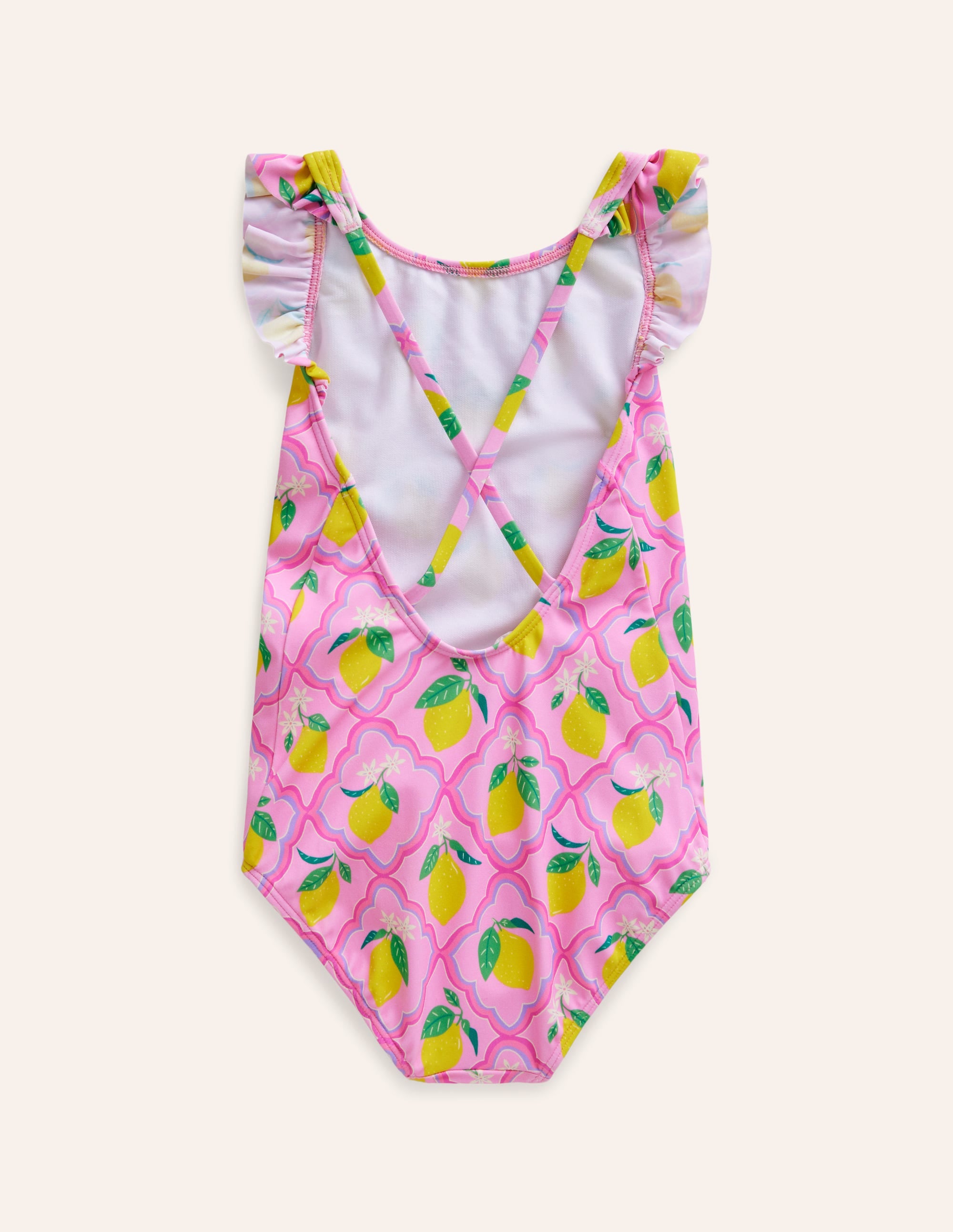Frill Crossback Swimsuit-Pink Lemon Grove - Image 2