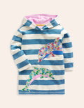 Poncho en éponge à appliqué-Dauphin bleu aigue-marine/ivoire