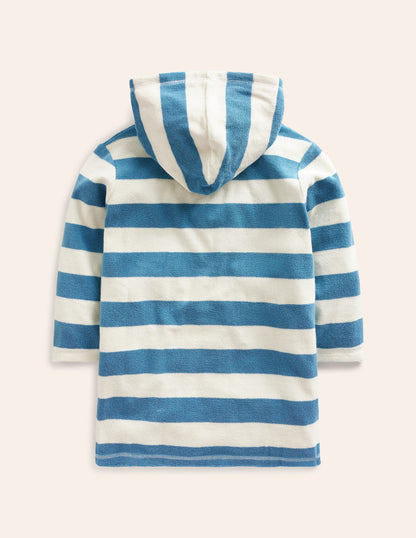 Frottee-Badeponcho mit Applikation-Meeresblau/ Naturweiß Delfin-2