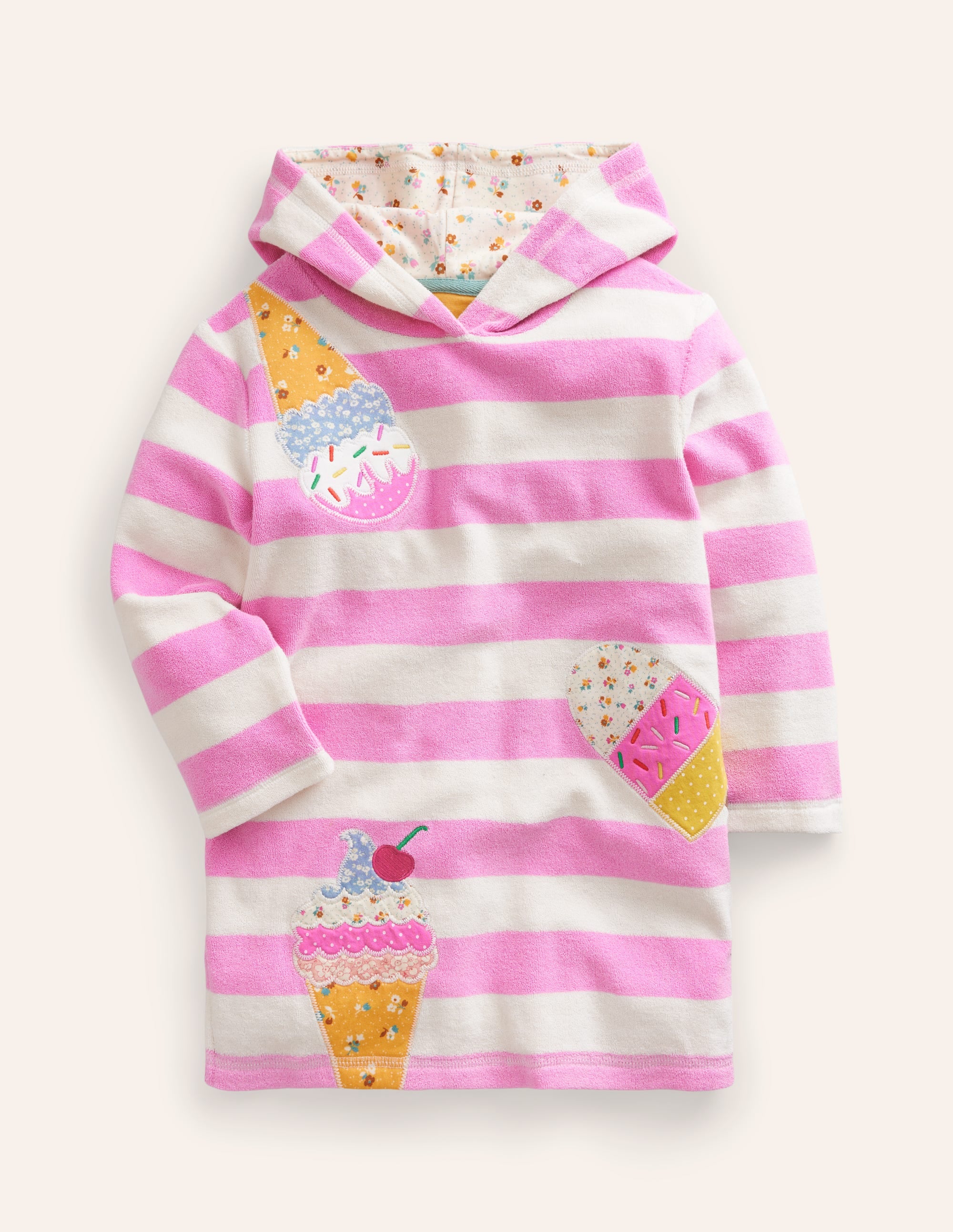 Poncho en éponge à appliqué-Glaces rose/gousse de vanille - Image 1