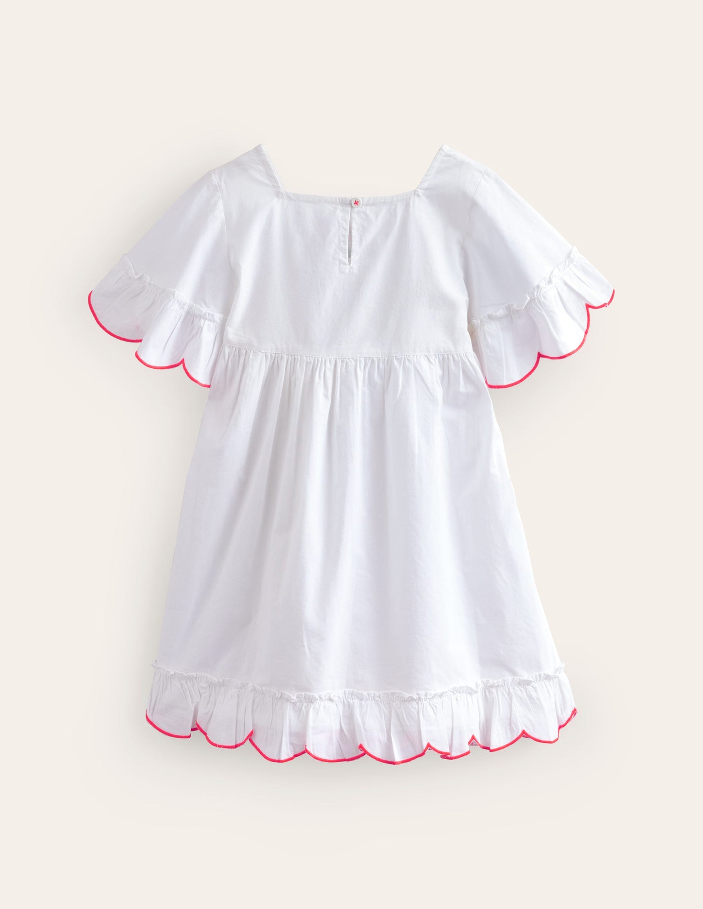 Leichtes Freizeitkleid-Weiß Florale Stickerei