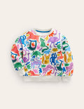 Printed Relaxed Sweatshirt-Multi Safari Friends