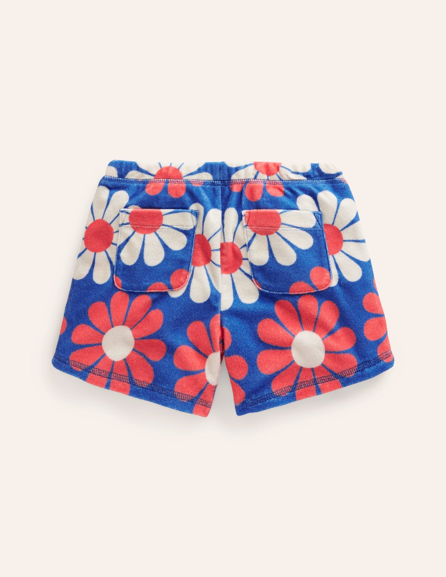 Printed Towelling Shorts-Cabana Blue Geo Daisy