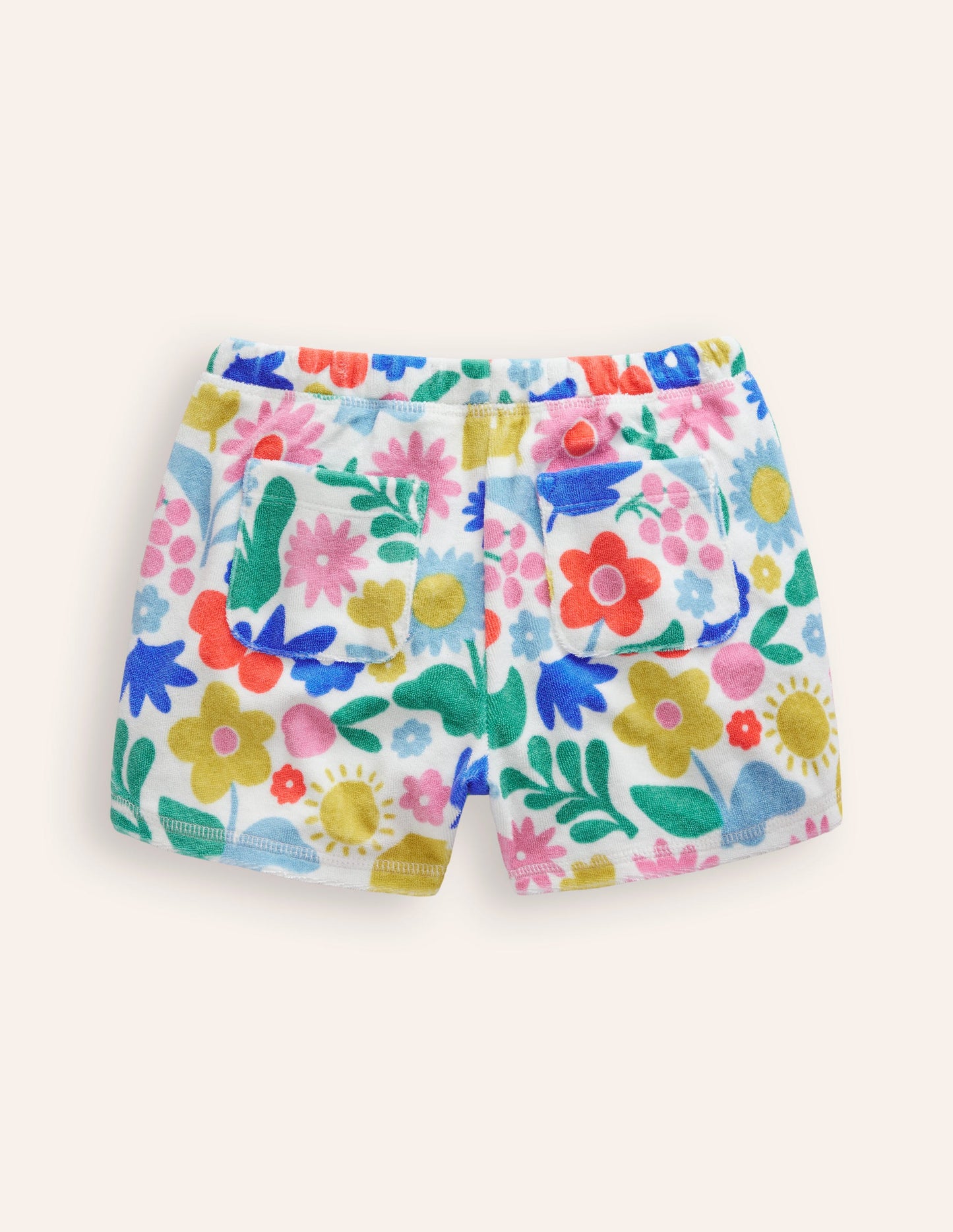 Printed Towelling Shorts-Multi Holiday Stencil