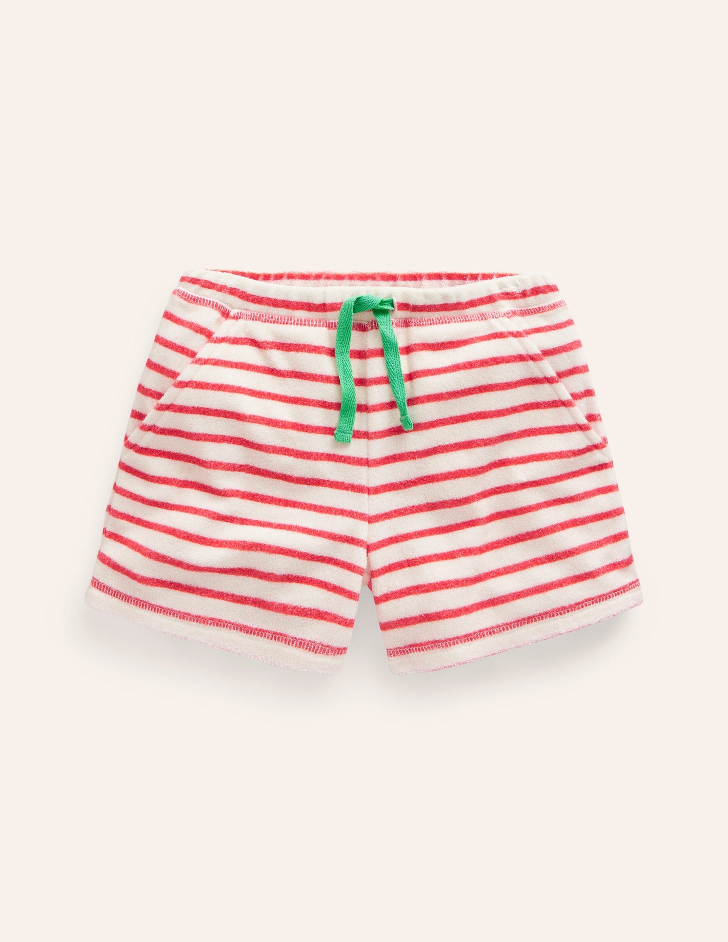 Frottee-Shorts mit Muster-Marmeladenrot Erdbeere Streifen