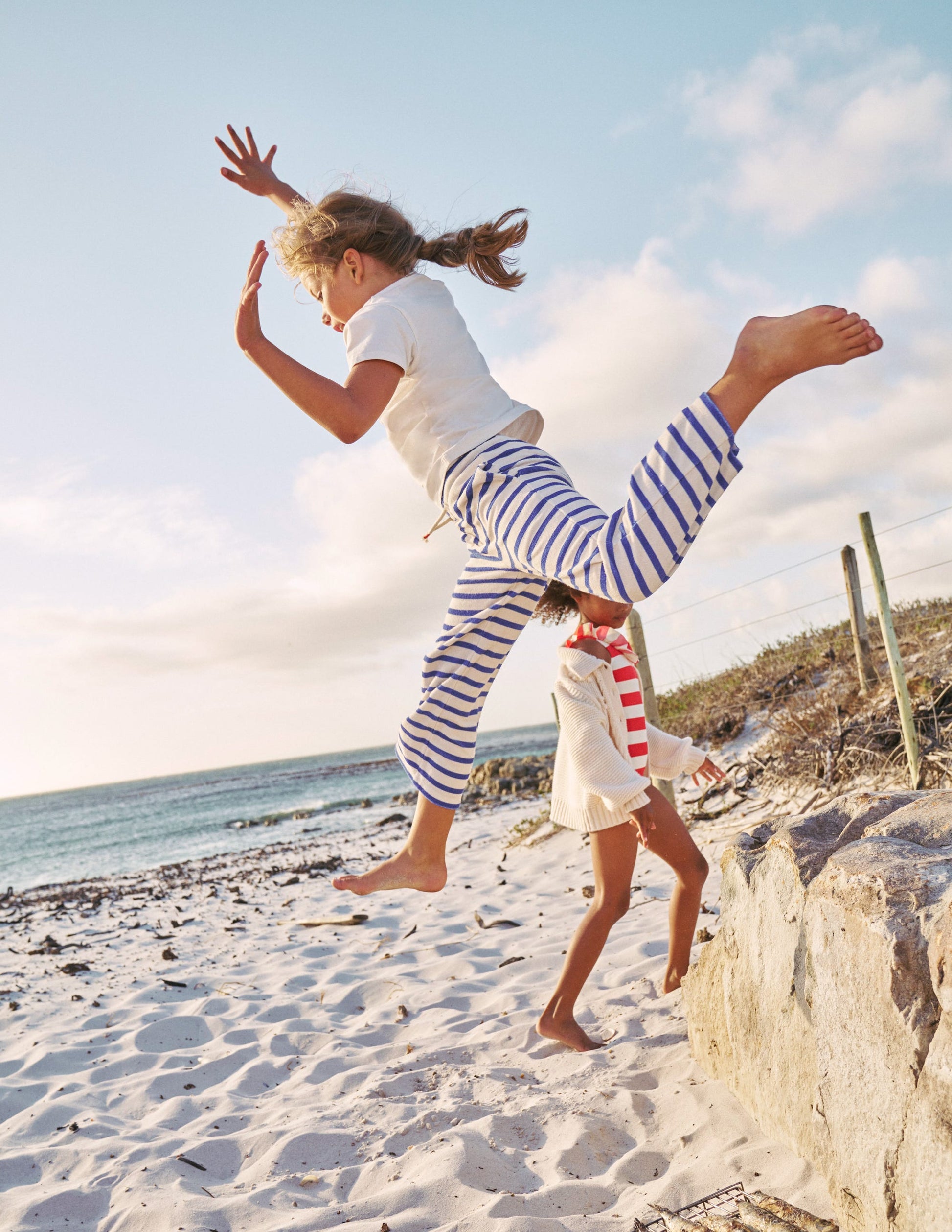 Towelling Trousers-Navy/ Ivory Stripe-4