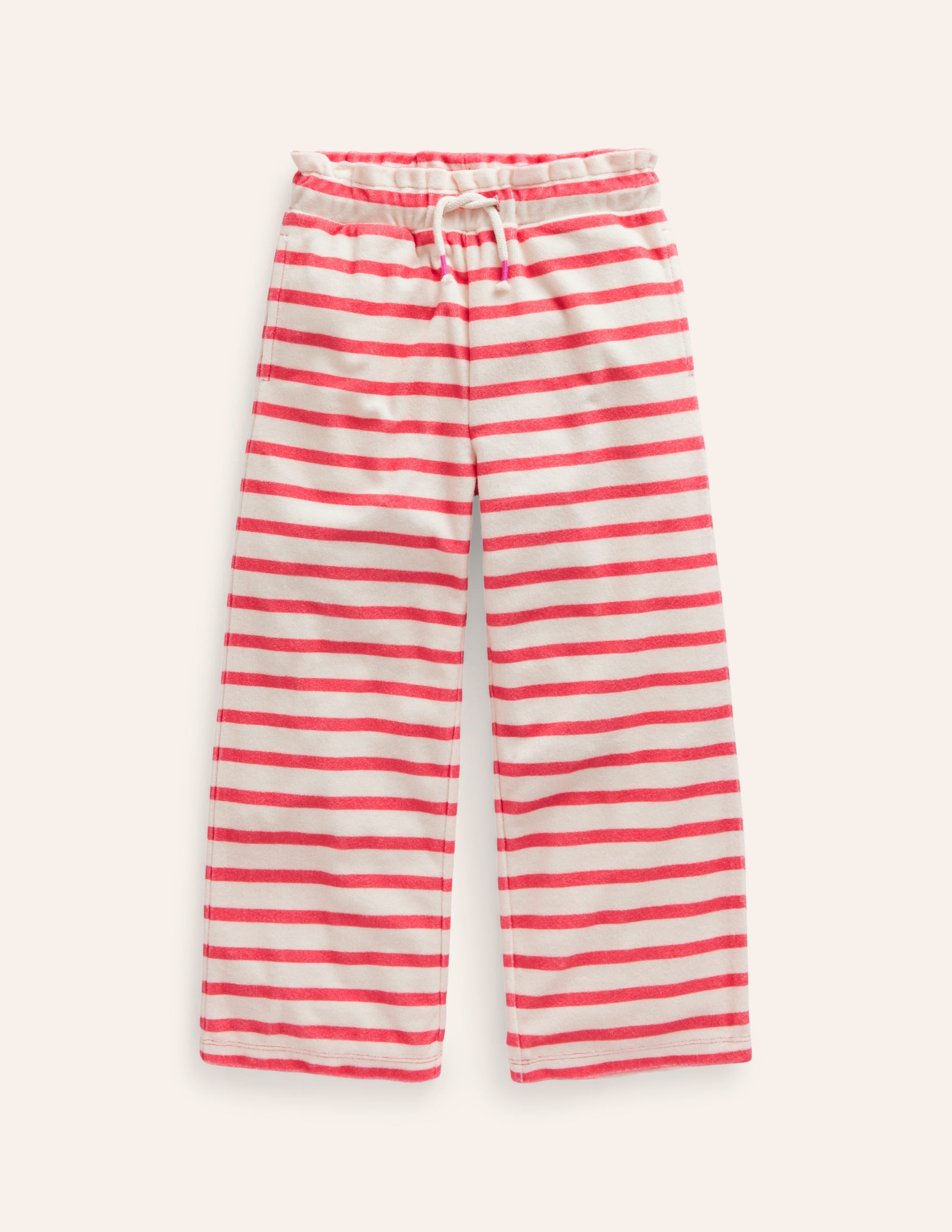 Pantalon en éponge-Rayé rouge confiture/ivoire - Image 1