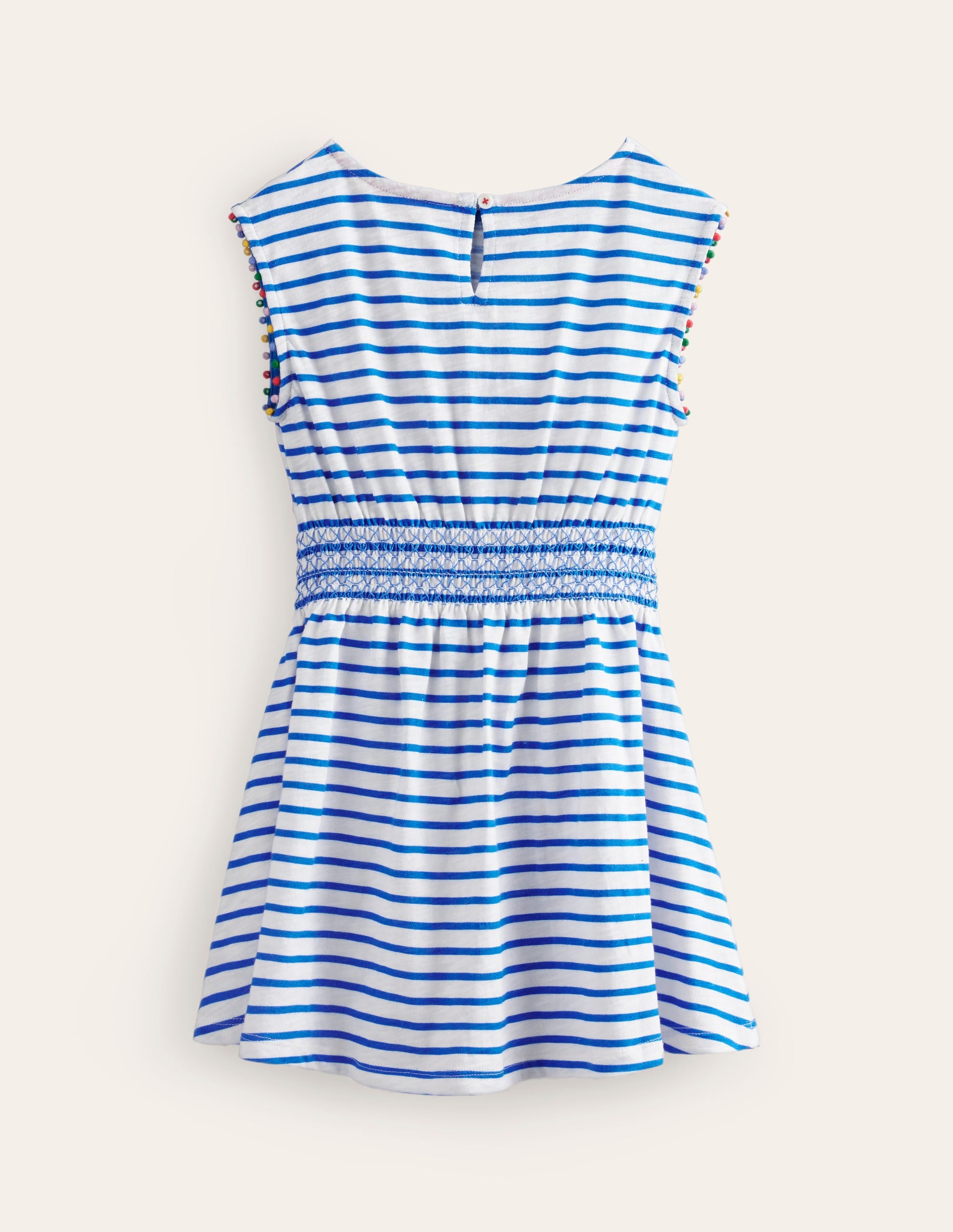 Robe froncée à la taille en jersey-Cerises bleu grec/ivoire - Image 2