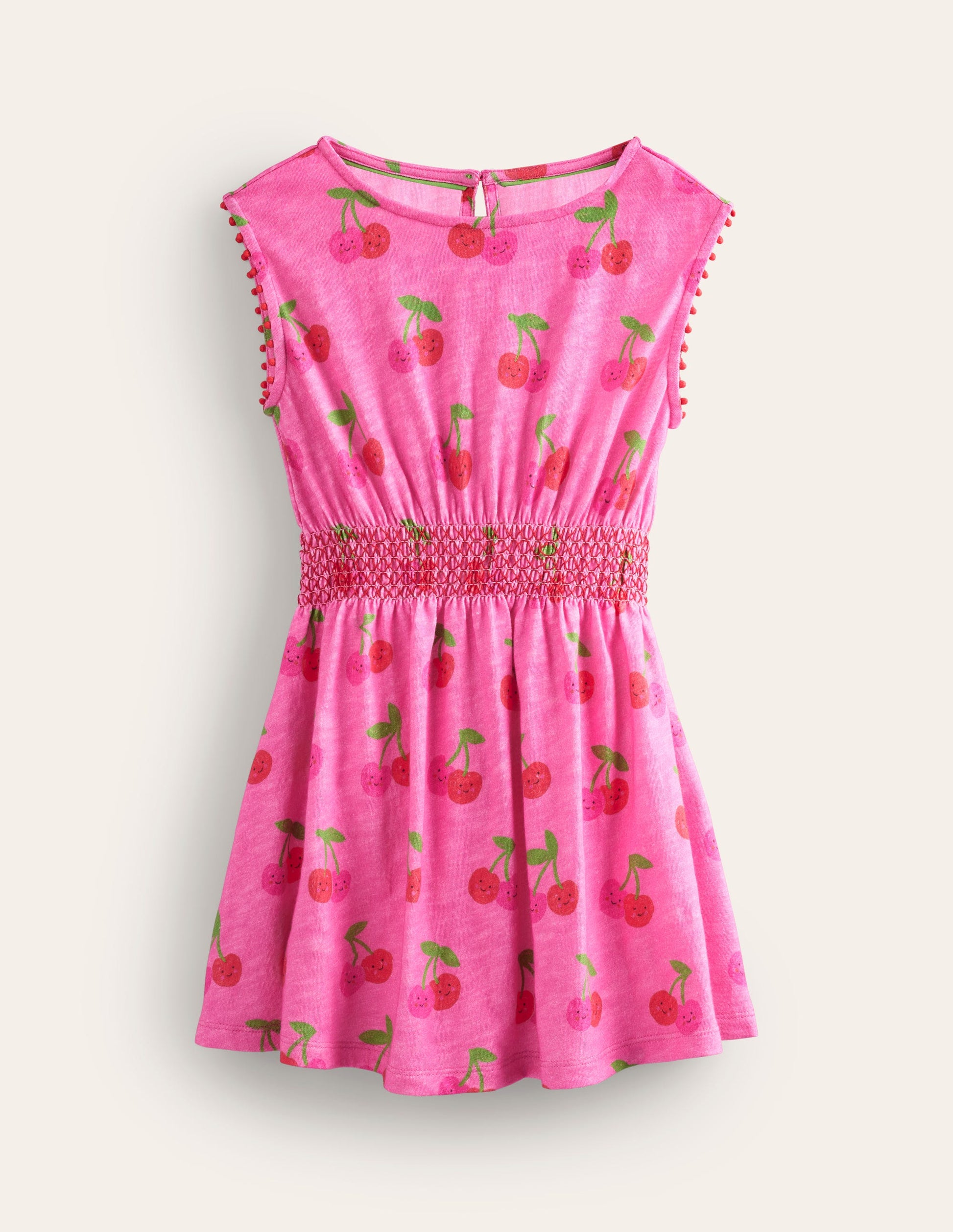 Jerseykleid mit geraffter Taille-Pink Kirschen-1
