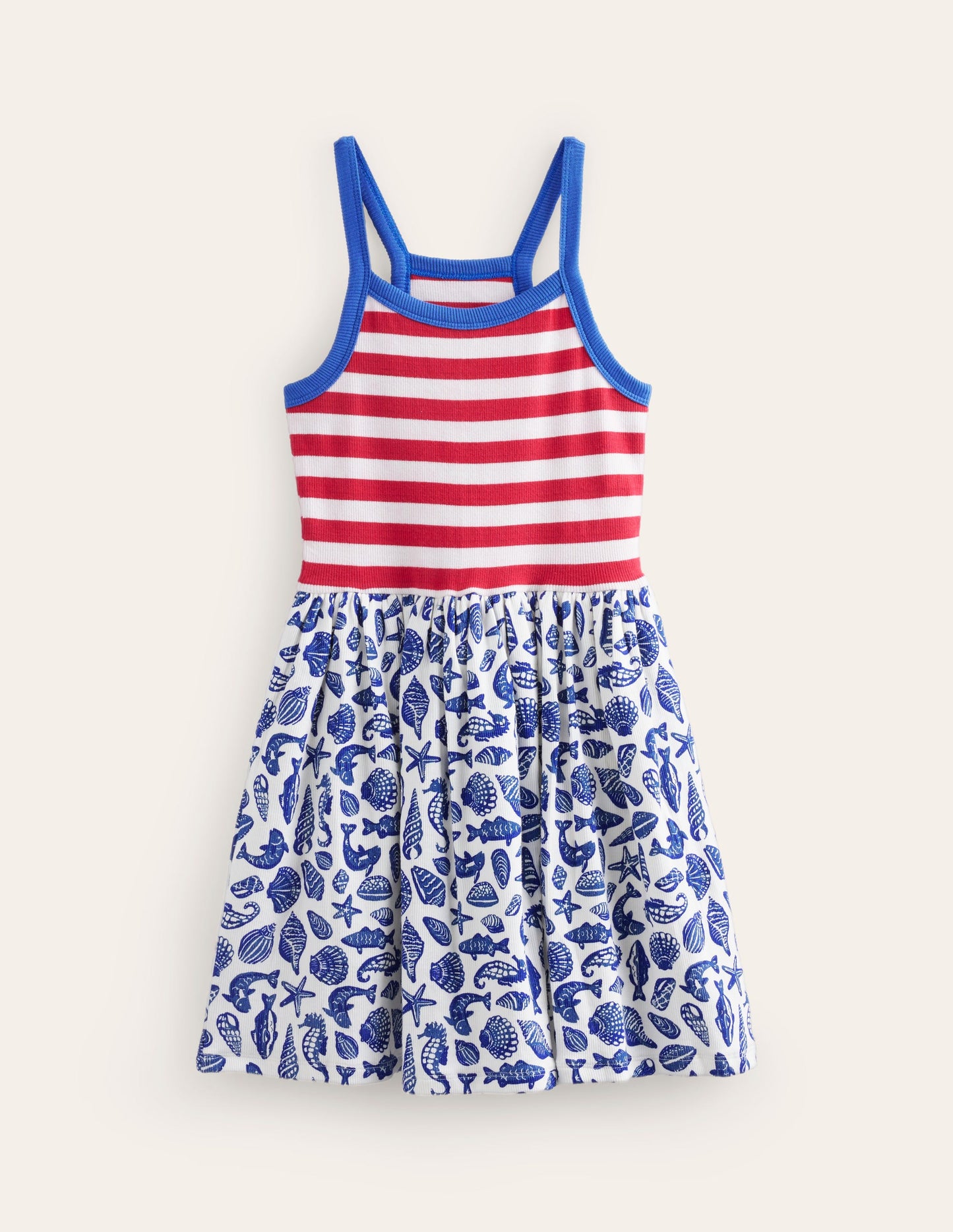 Robe à bretelles et imprimé pêle-mêle-Littoral bleu saphir