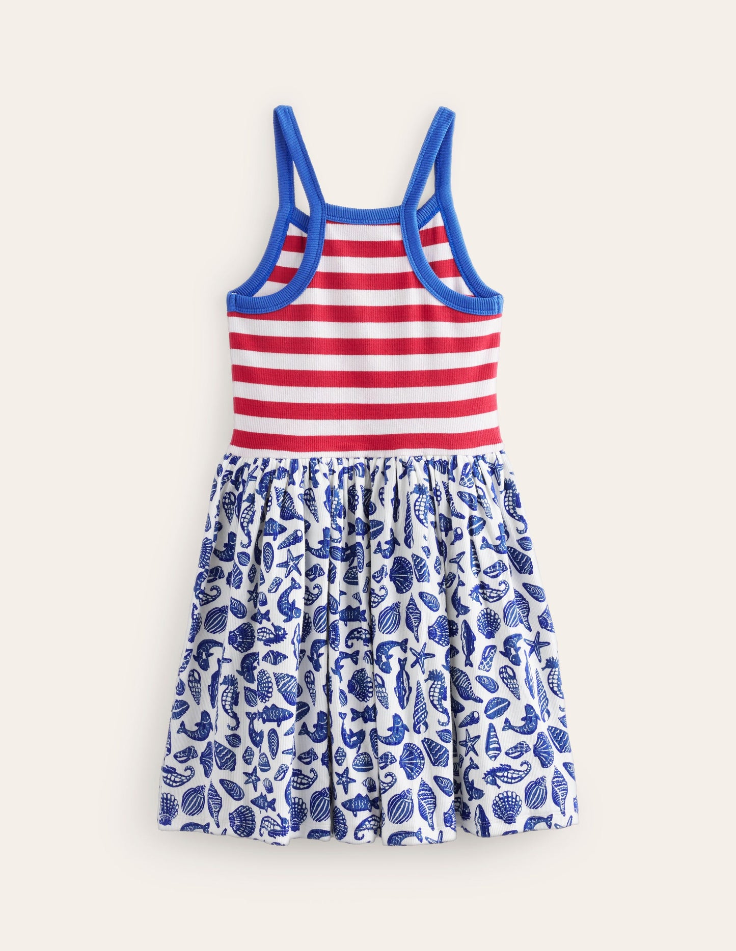 Robe à bretelles et imprimé pêle-mêle-Littoral bleu saphir