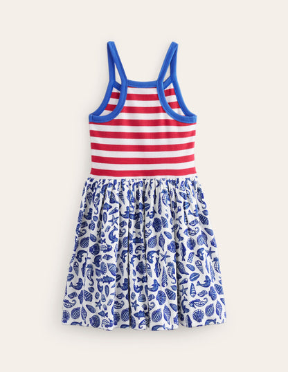 Robe à bretelles et imprimé pêle-mêle-Littoral bleu saphir-2