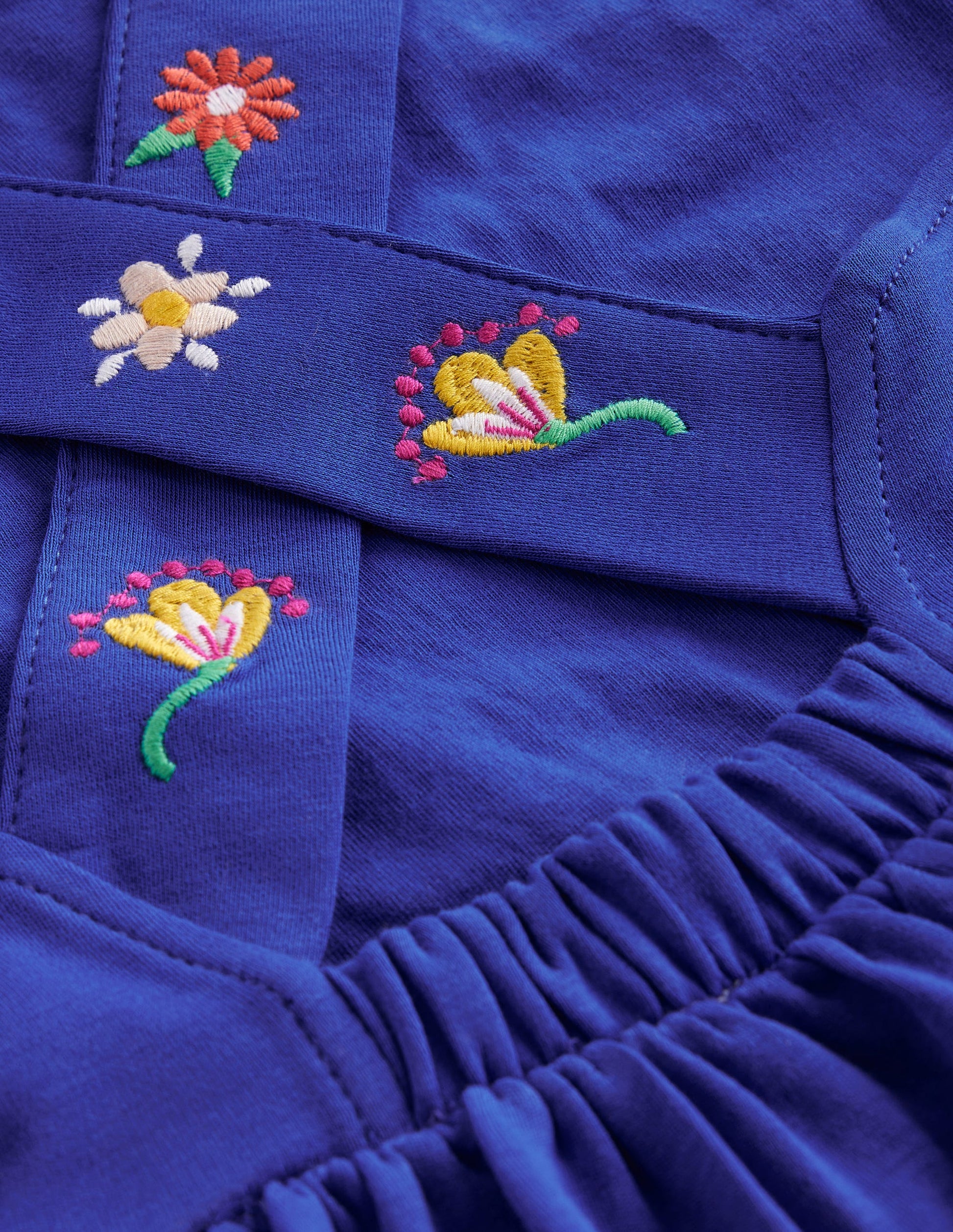 Jersey-Kleid mit gekreuzten Rückenträgern-Saphirblau Stickerei-3