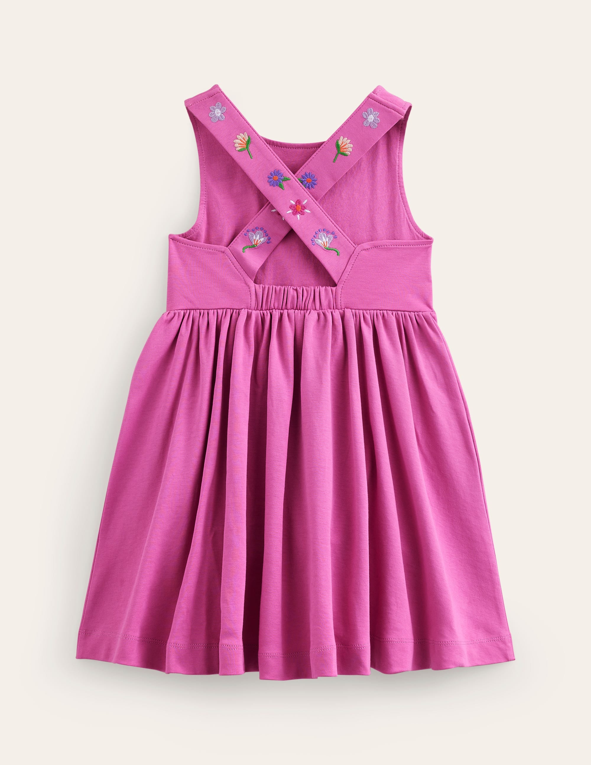 Jersey Cross-back Dress-Salmon Pink Embroidery - Image 2