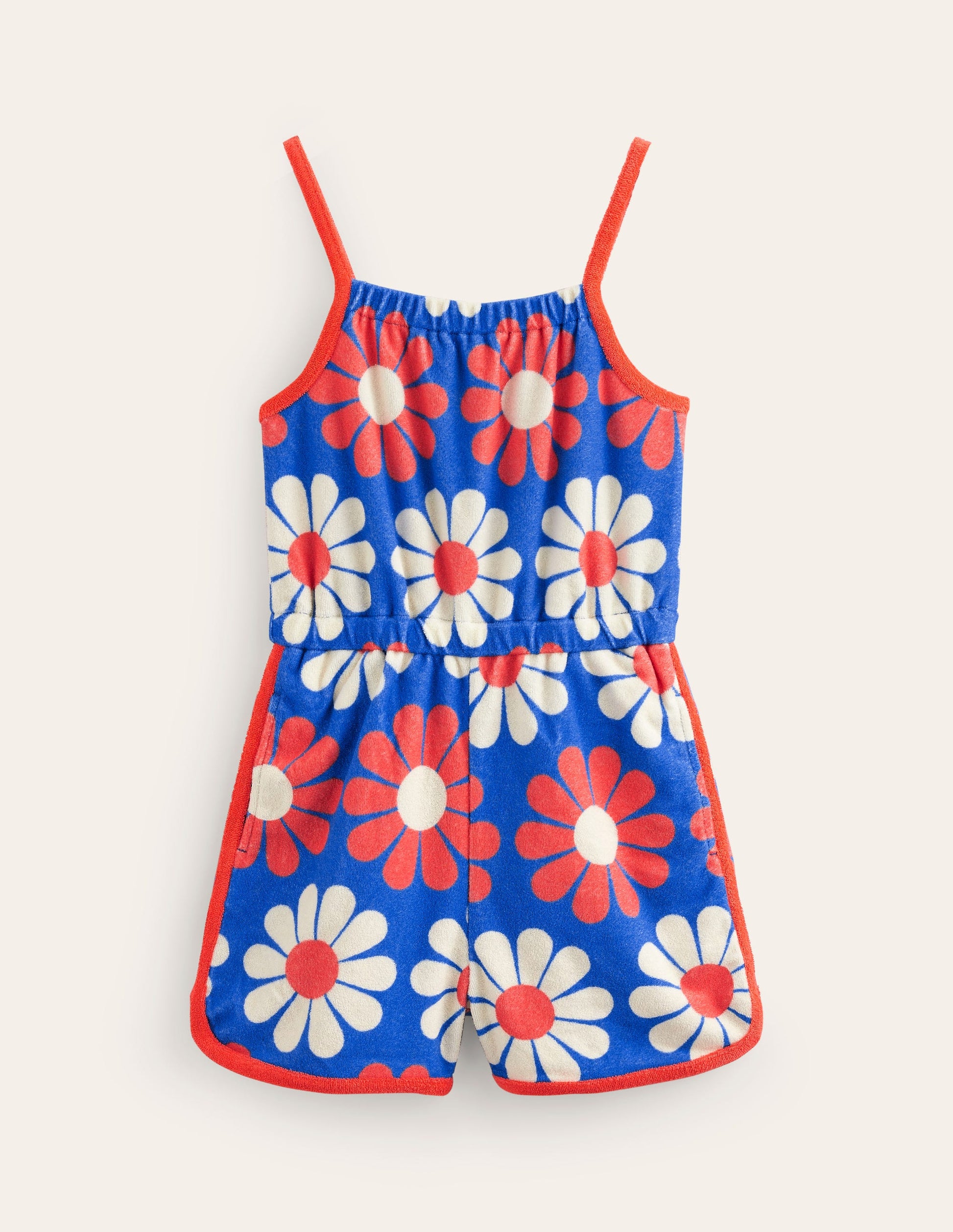 Combishort à bretelles en éponge-Pâquerette géométrique bleu cabanon-1