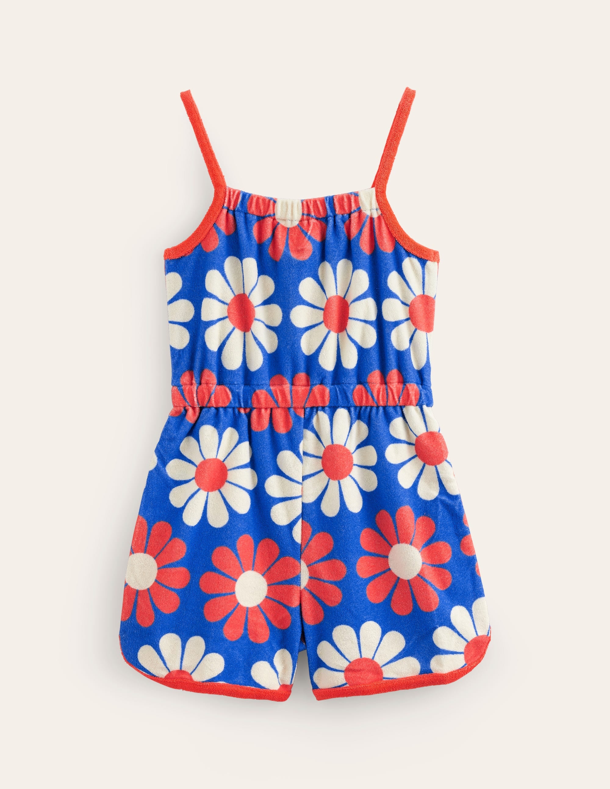 Combishort à bretelles en éponge-Pâquerette géométrique bleu cabanon - Image 2