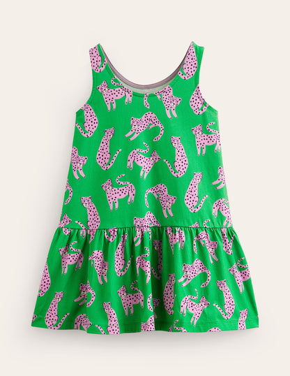Robe taille basse à bretelles-Guépards verts-2