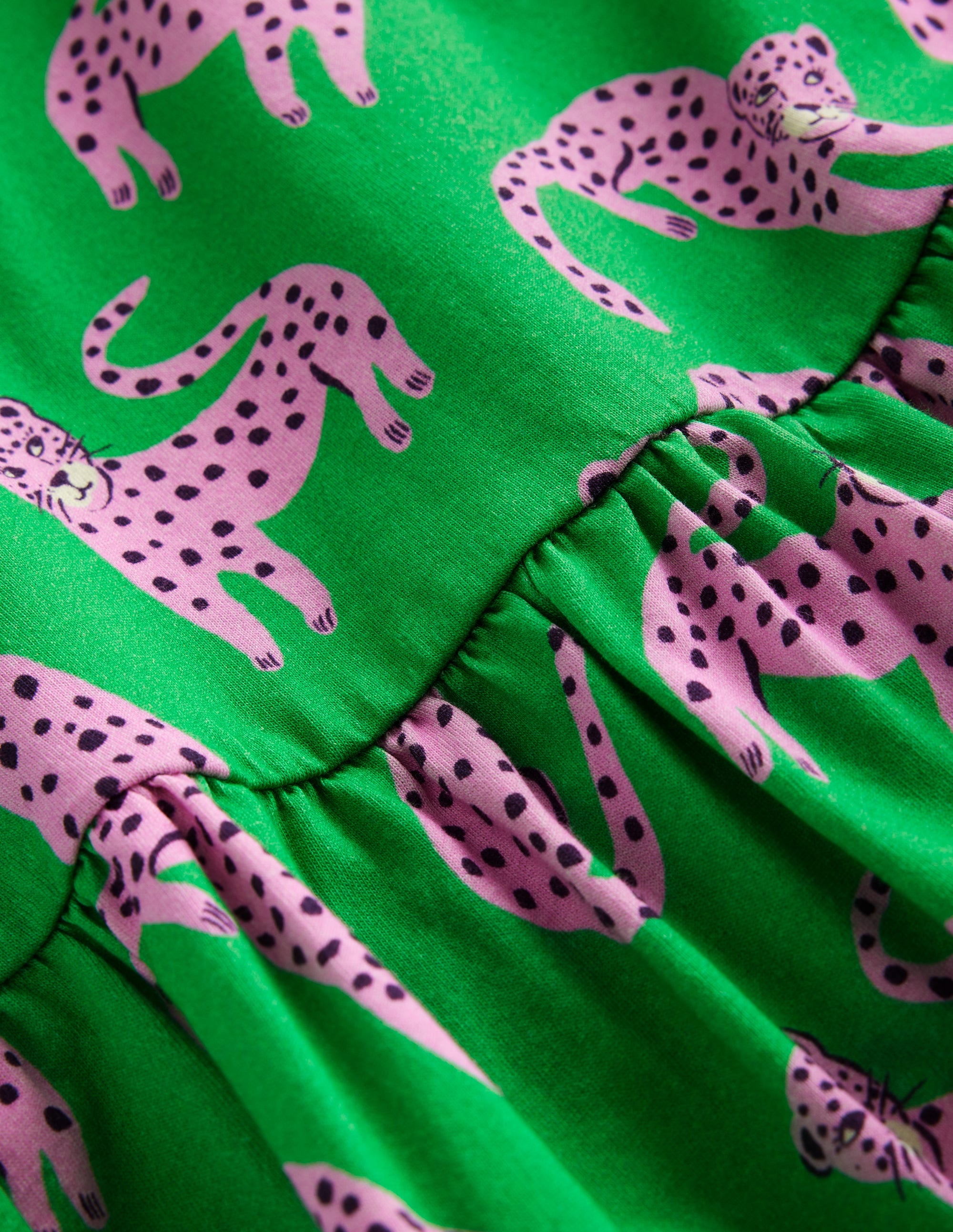 Trägerkleid mit tiefer Taille-Grün Geparden - Image 3