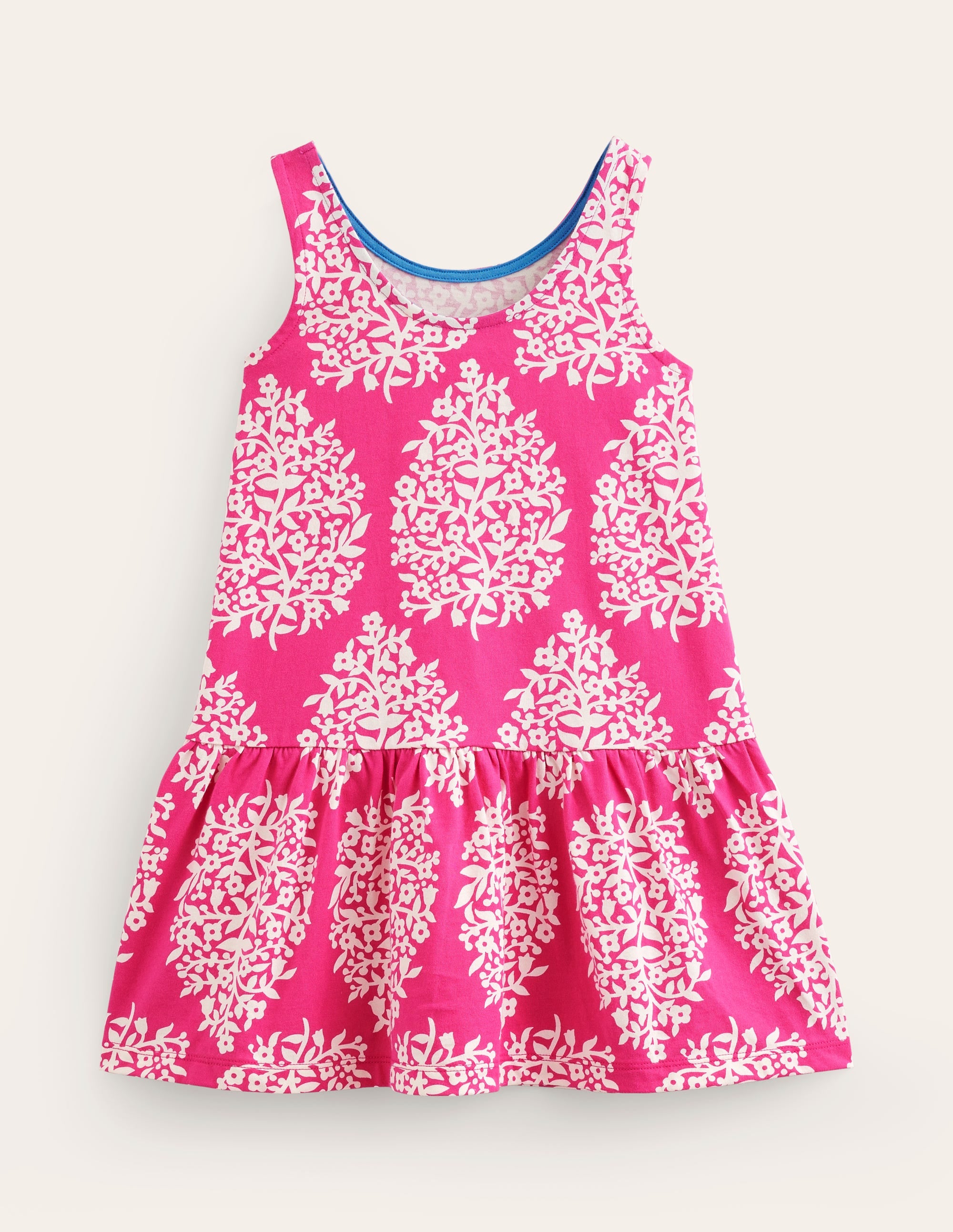Robe taille basse à bretelles-Motif xylographique rose - Image 2