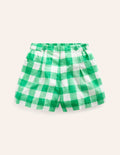 Short rétro corolle-Vichy vert petit pois/ivoire