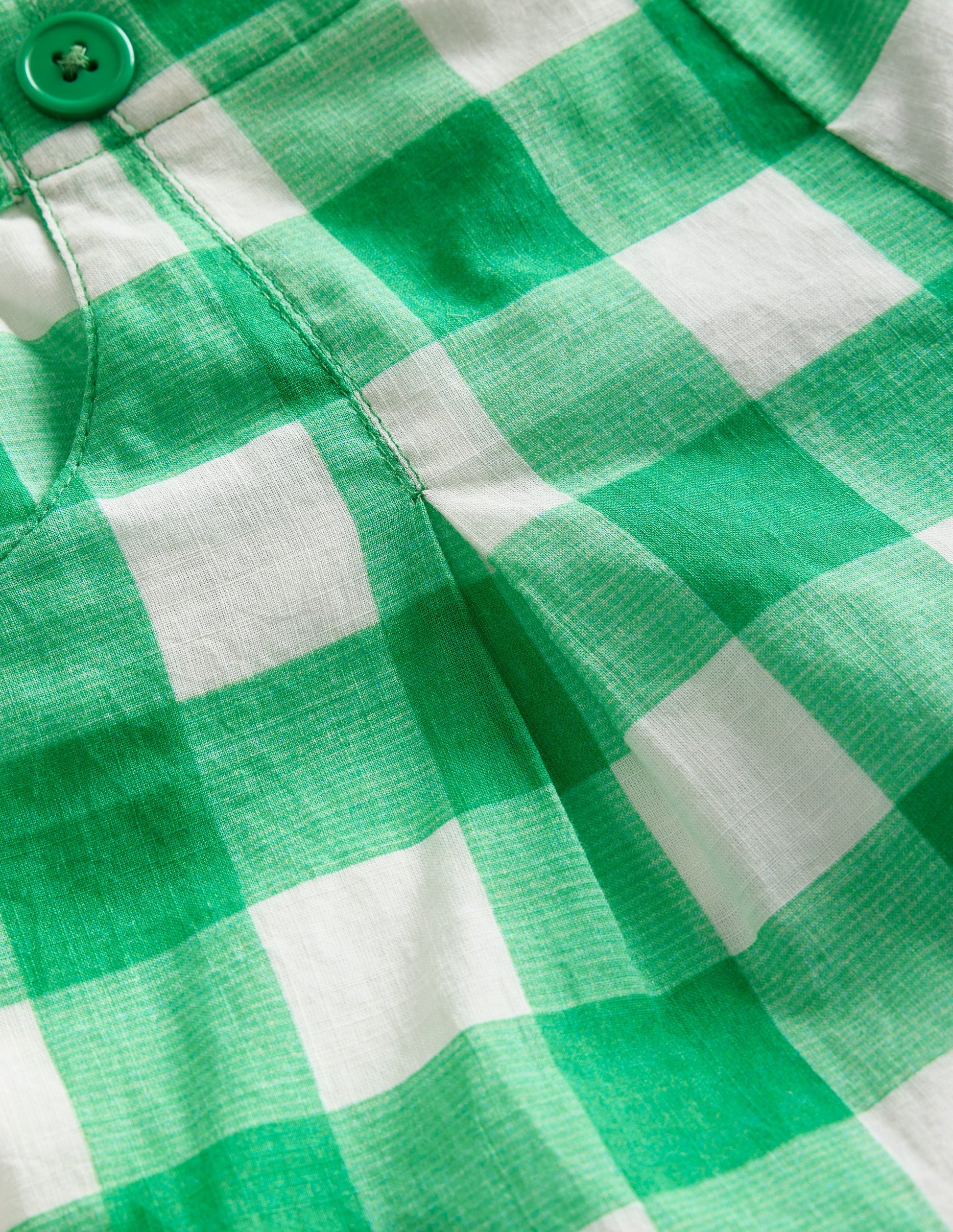 Short rétro corolle-Vichy vert petit pois/ivoire-3
