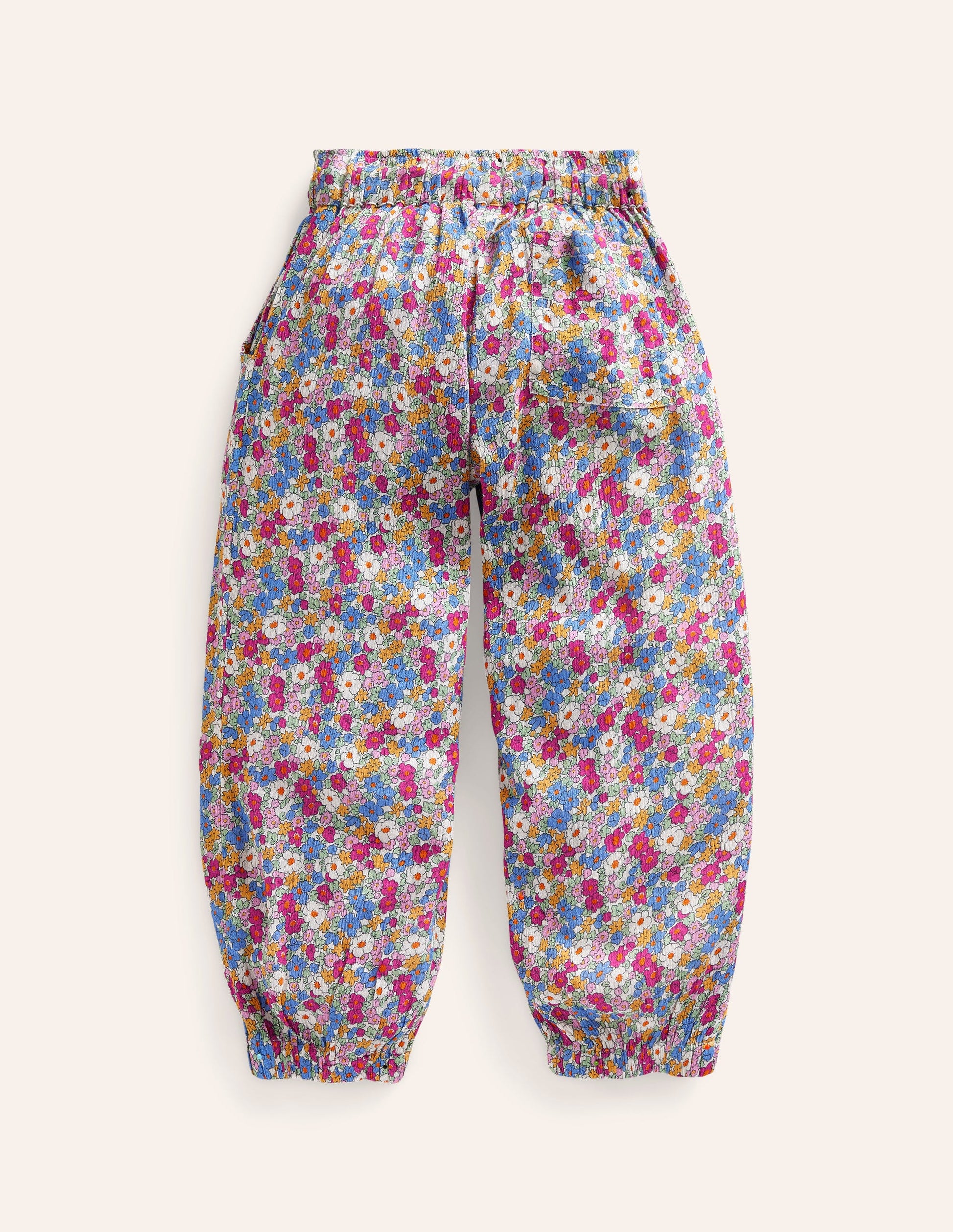 Schmal zulaufende Freizeithose-Festivalrosa Nautisch Blumenmuster-2