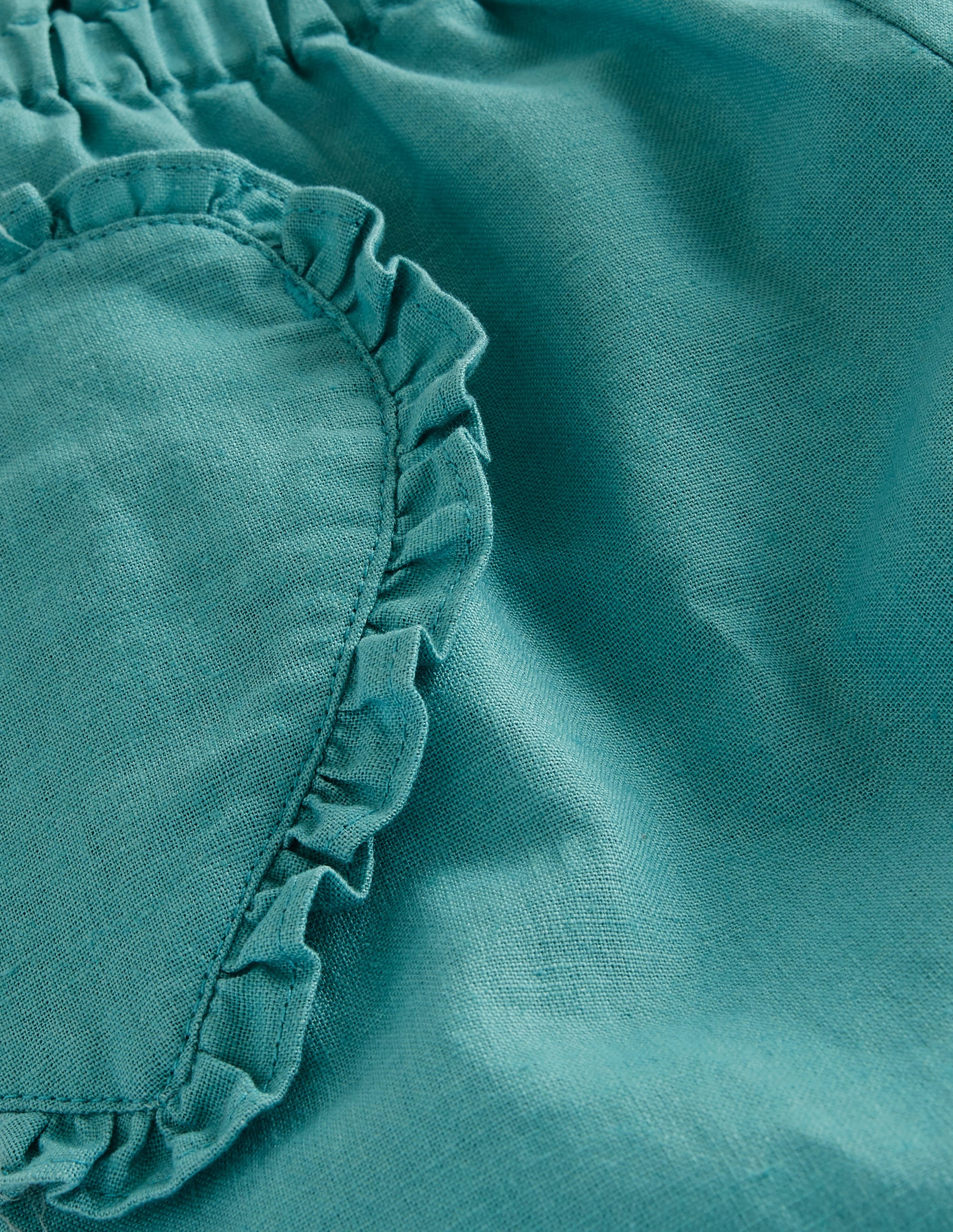 Pantalon à enfiler en coton et lin-Vert corse - Image 3