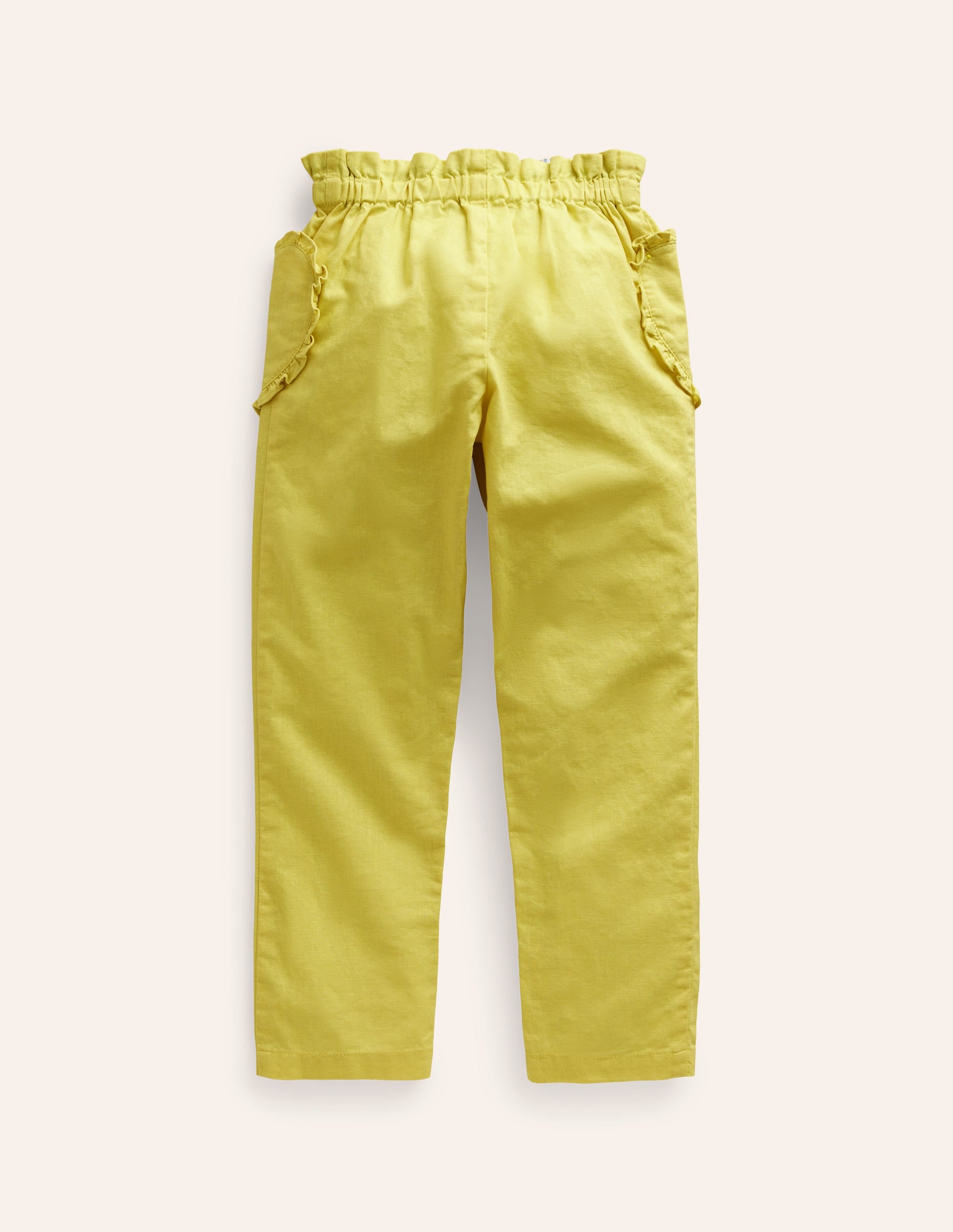 Pantalon à enfiler en coton et lin-Jaune zeste - Image 2