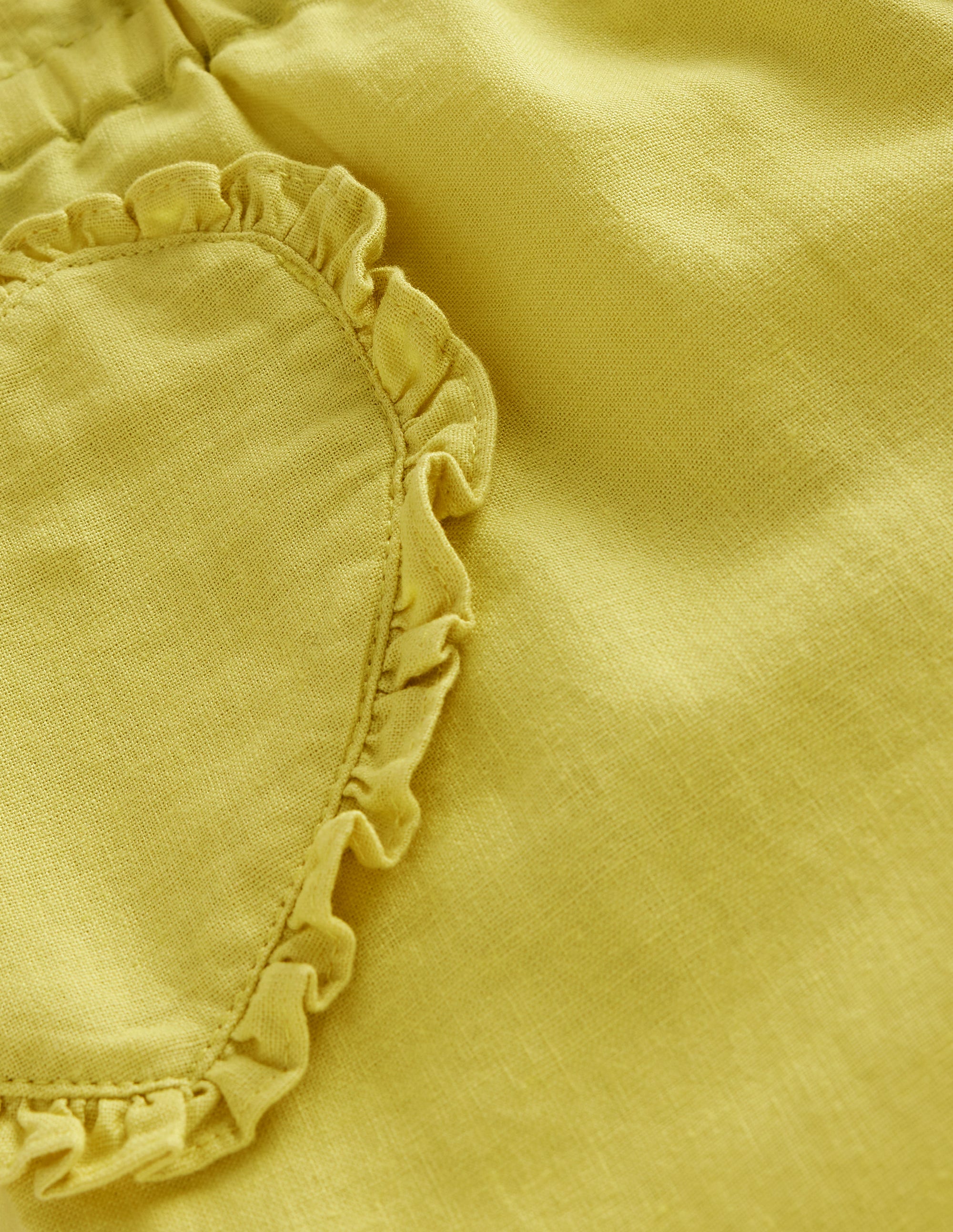 Pantalon à enfiler en coton et lin-Jaune zeste - Image 3