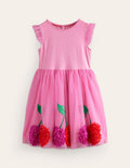 Jerseykleid mit Tüllrock und Applikation-Rosa Kirschen
