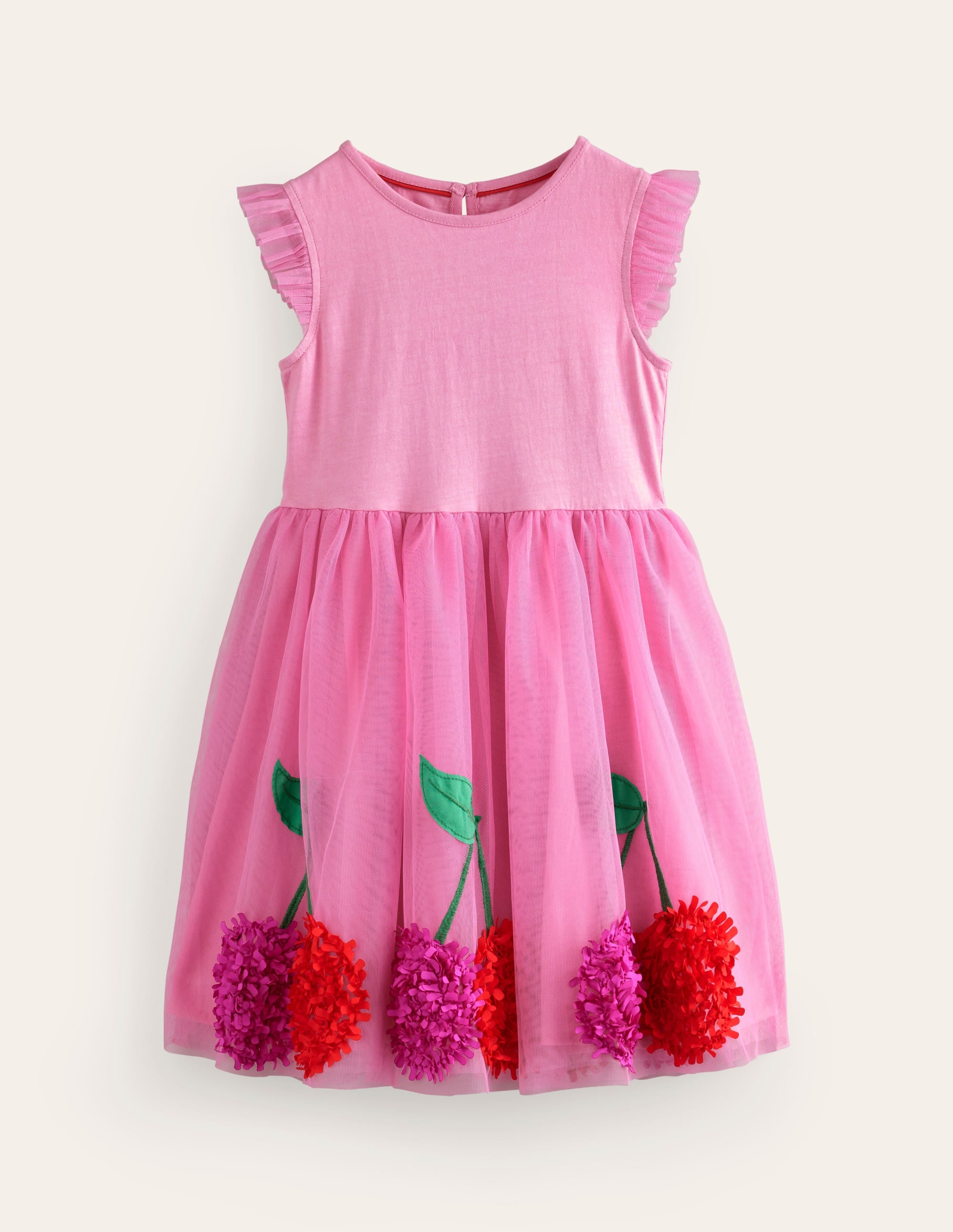 Jerseykleid mit Tüllrock und Applikation-Rosa Kirschen - Image 1