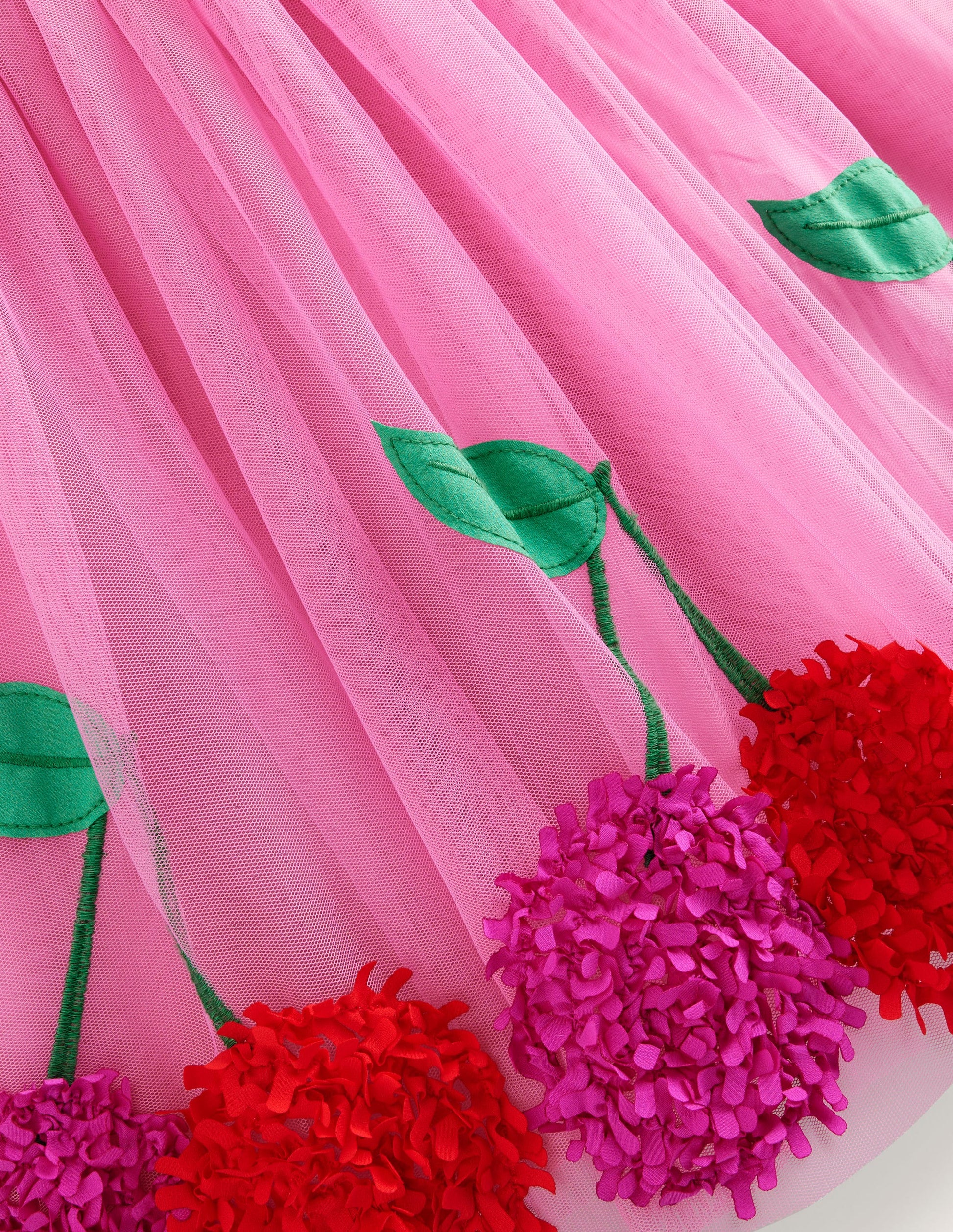 Jerseykleid mit Tüllrock und Applikation-Rosa Kirschen-3