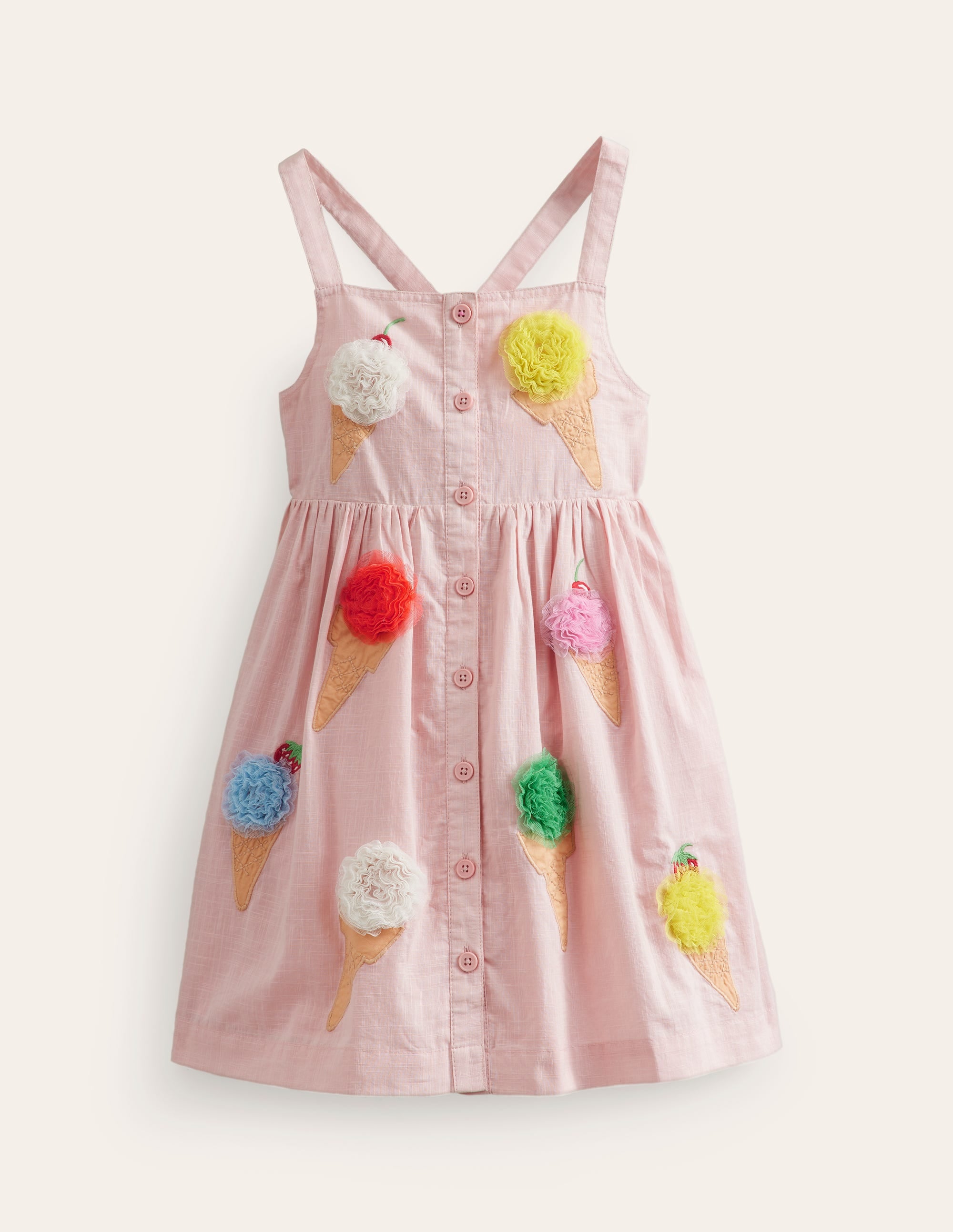 Logo-Kleid mit durchgehender Knopfleiste-Ballettrosa Eiscreme - Image 1