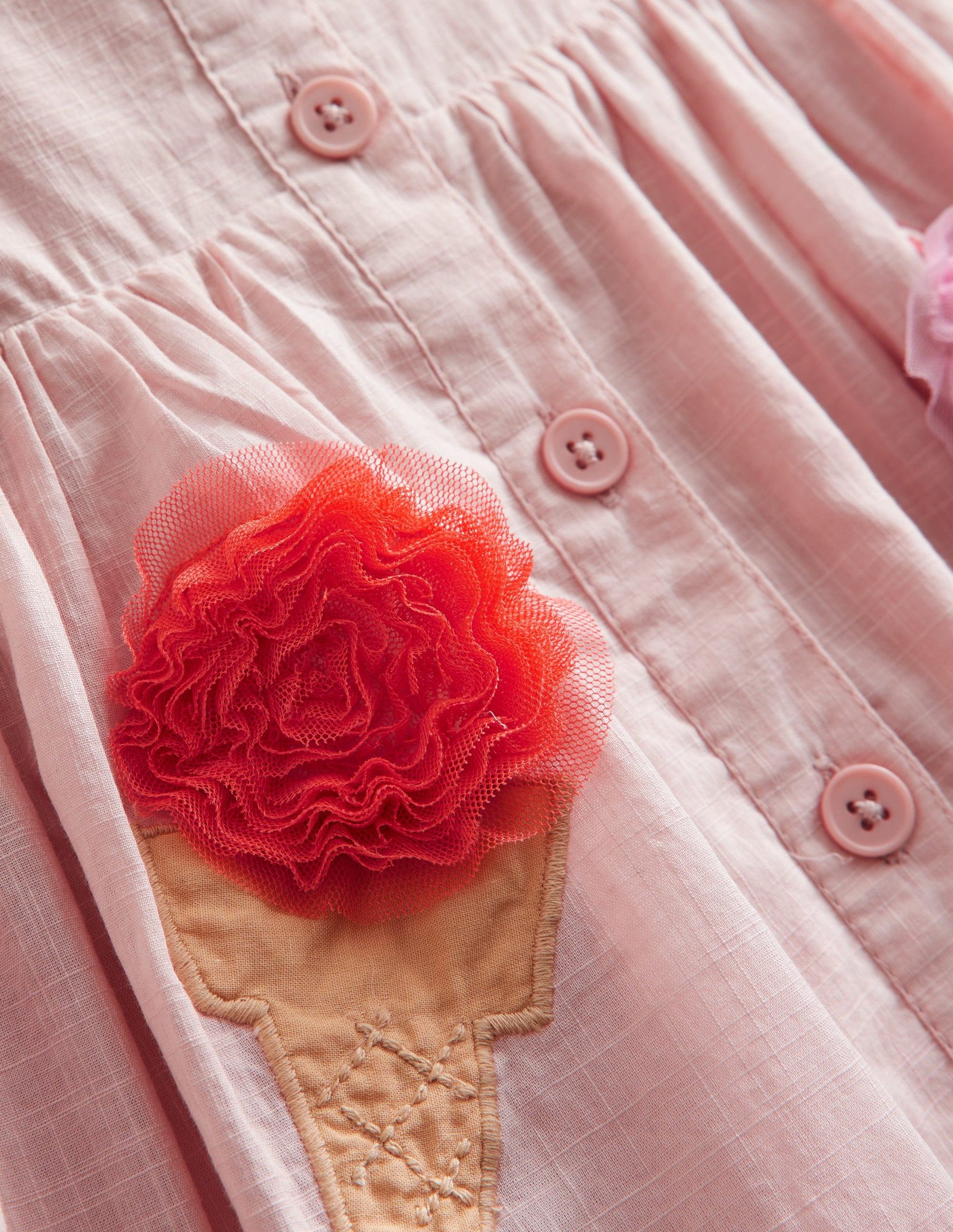Logo-Kleid mit durchgehender Knopfleiste-Ballettrosa Eiscreme-3