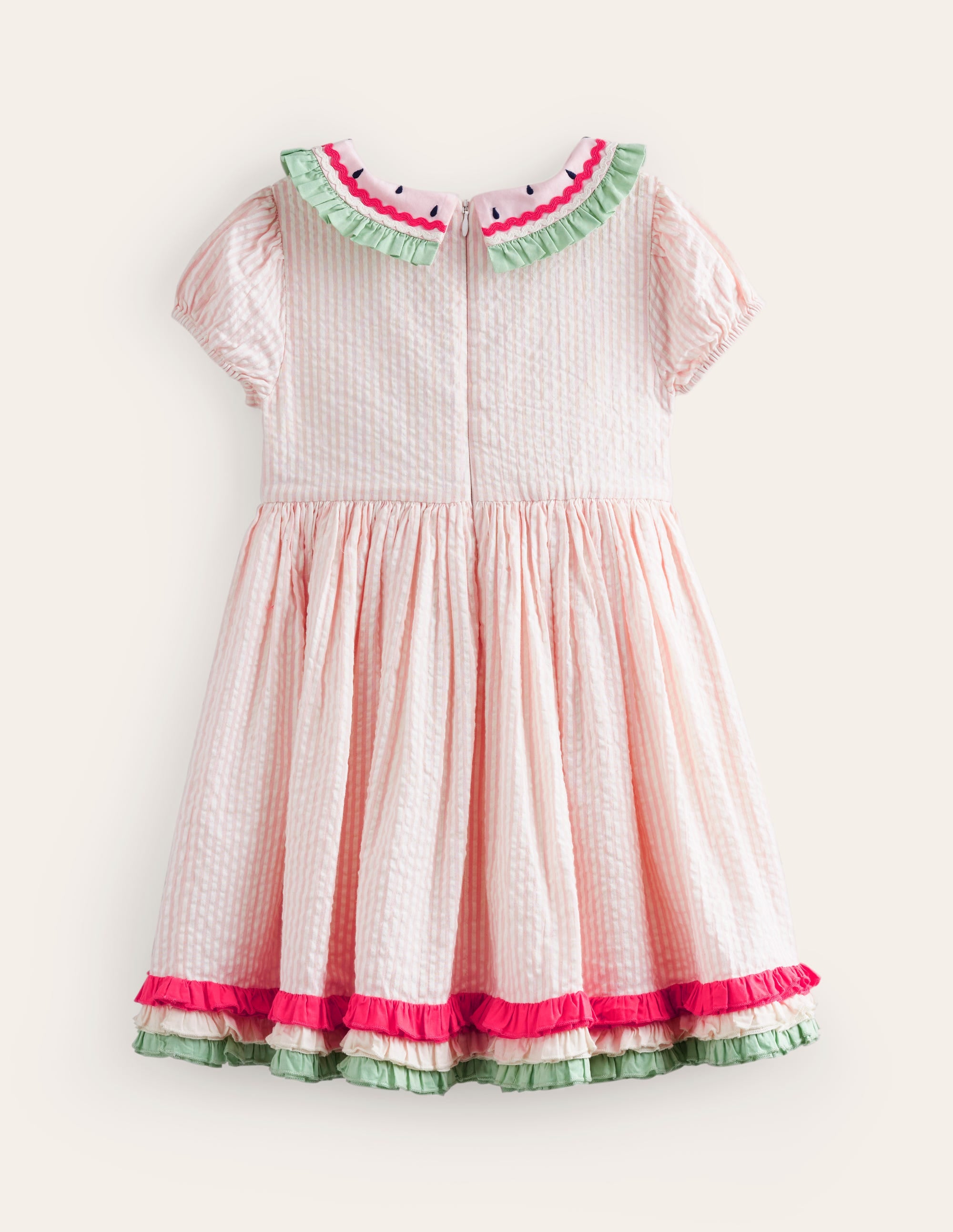 Collared Seersucker Dress-Ballet Pink/ Ivory Stripe - Image 2