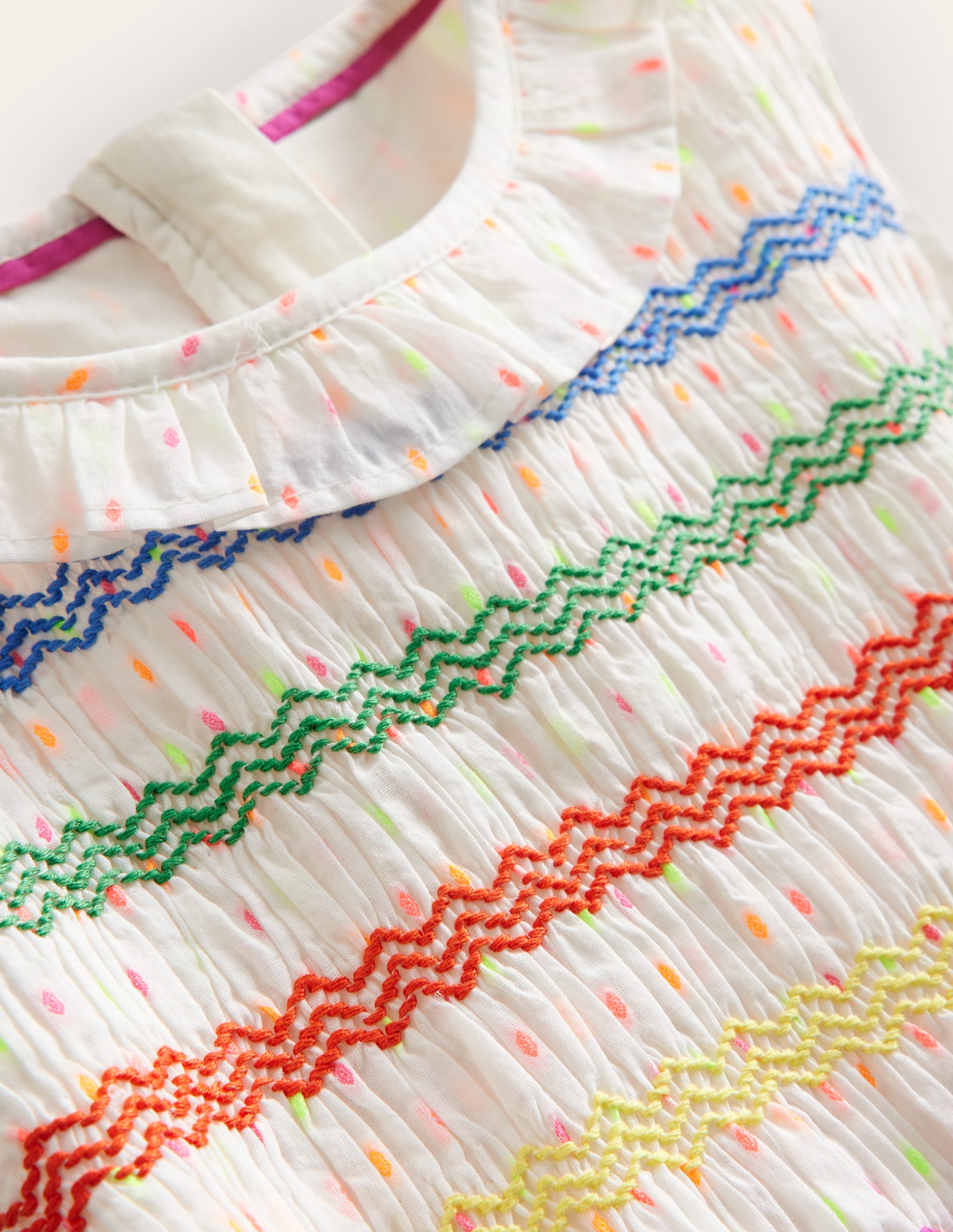 Kleid mit gesmoktem Oberteil-Naturweiß Pünktchen - Image 3