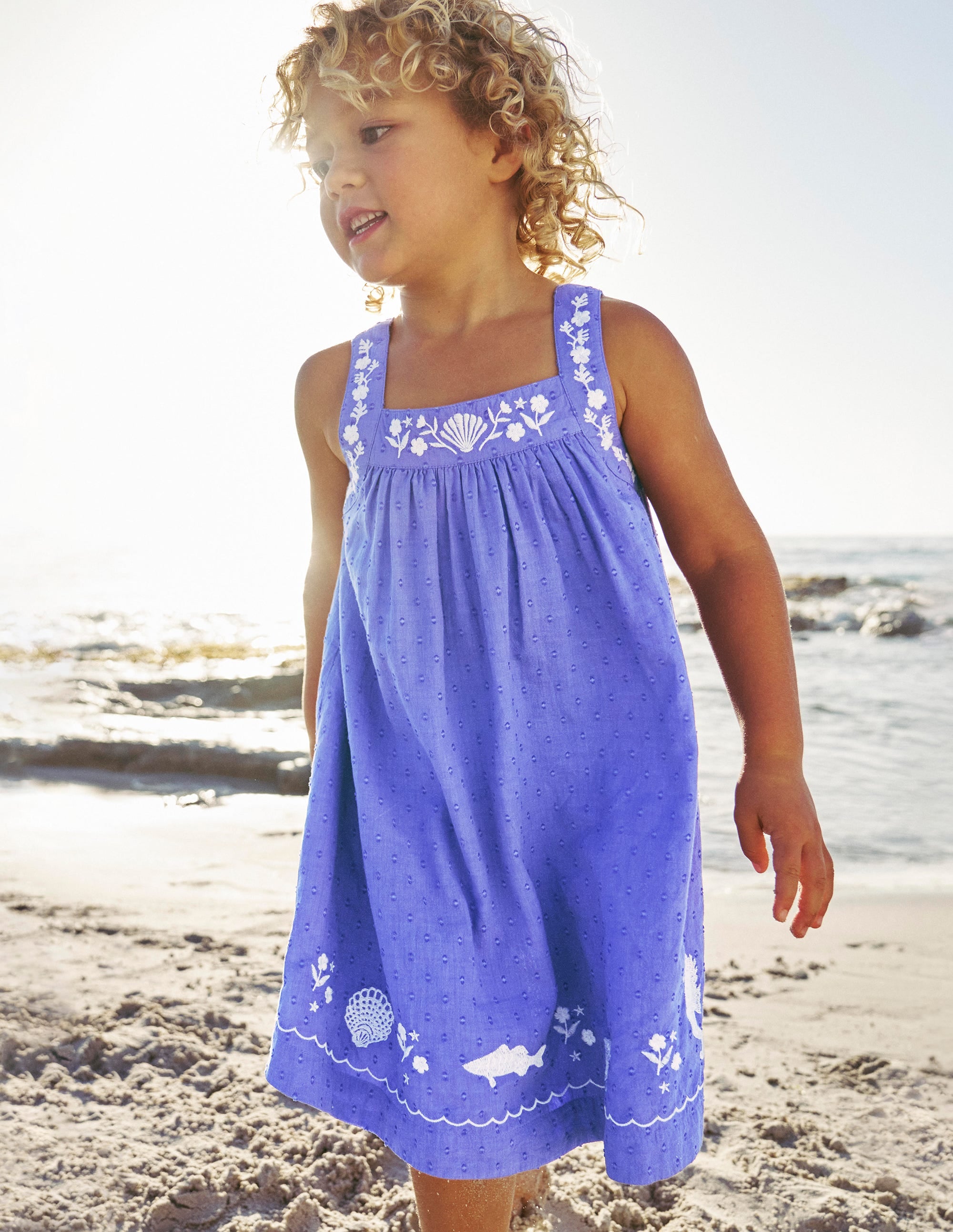 Embroidered Twirly Dress-Wisteria Blue Reef - Image 4