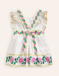Bow Back Top-Vanilla White Floral