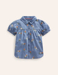 Chemise à col Claudine-Brodé vintage moyen