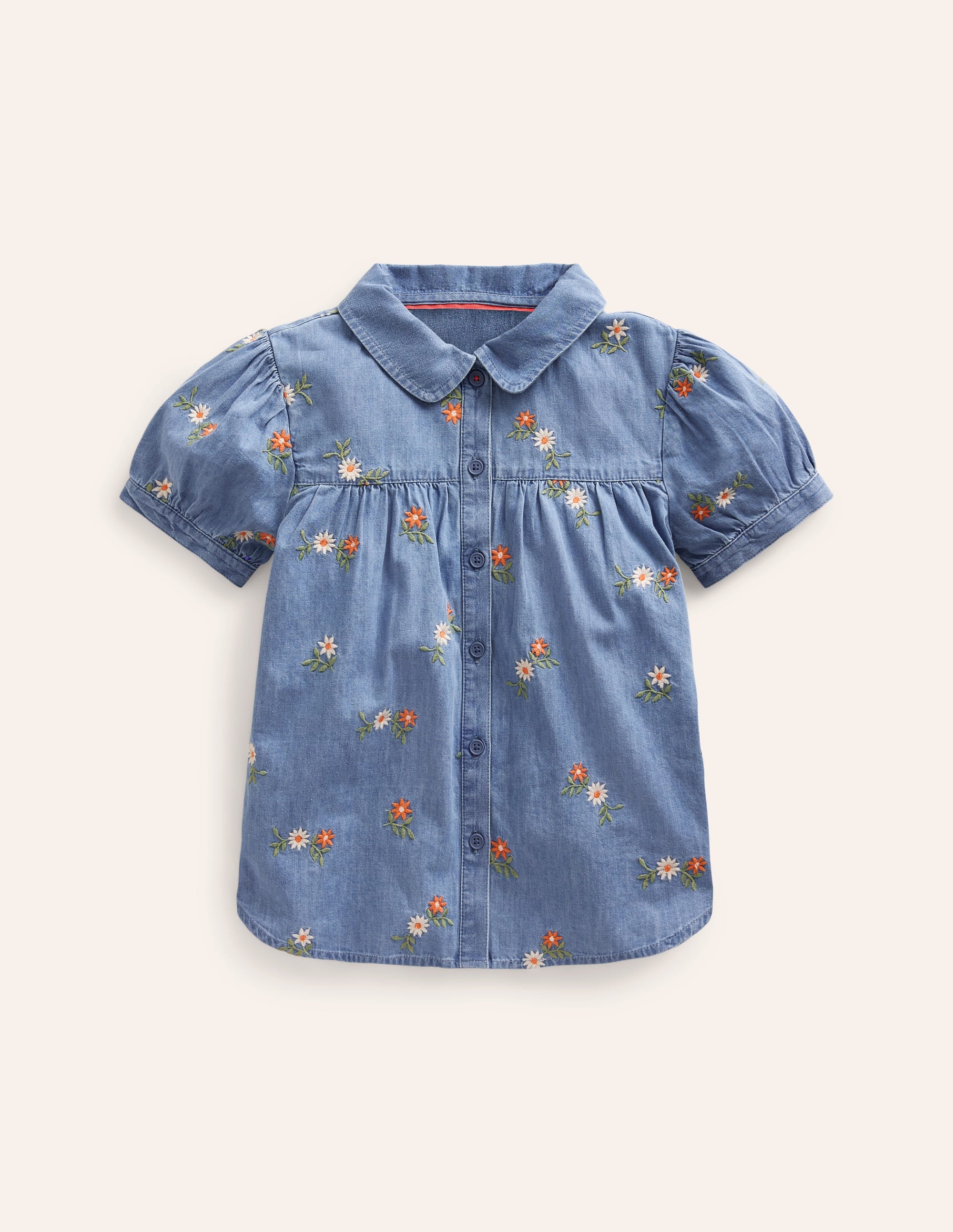Chemise à col Claudine-Brodé vintage moyen - Image 1