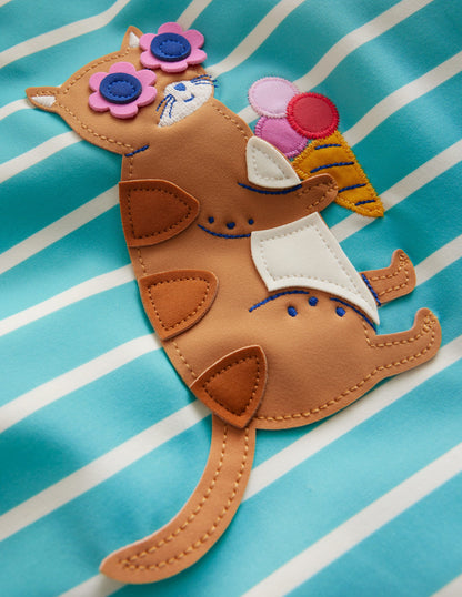 Ensemble avec haut de plage et protection solaire-Logo chat-4