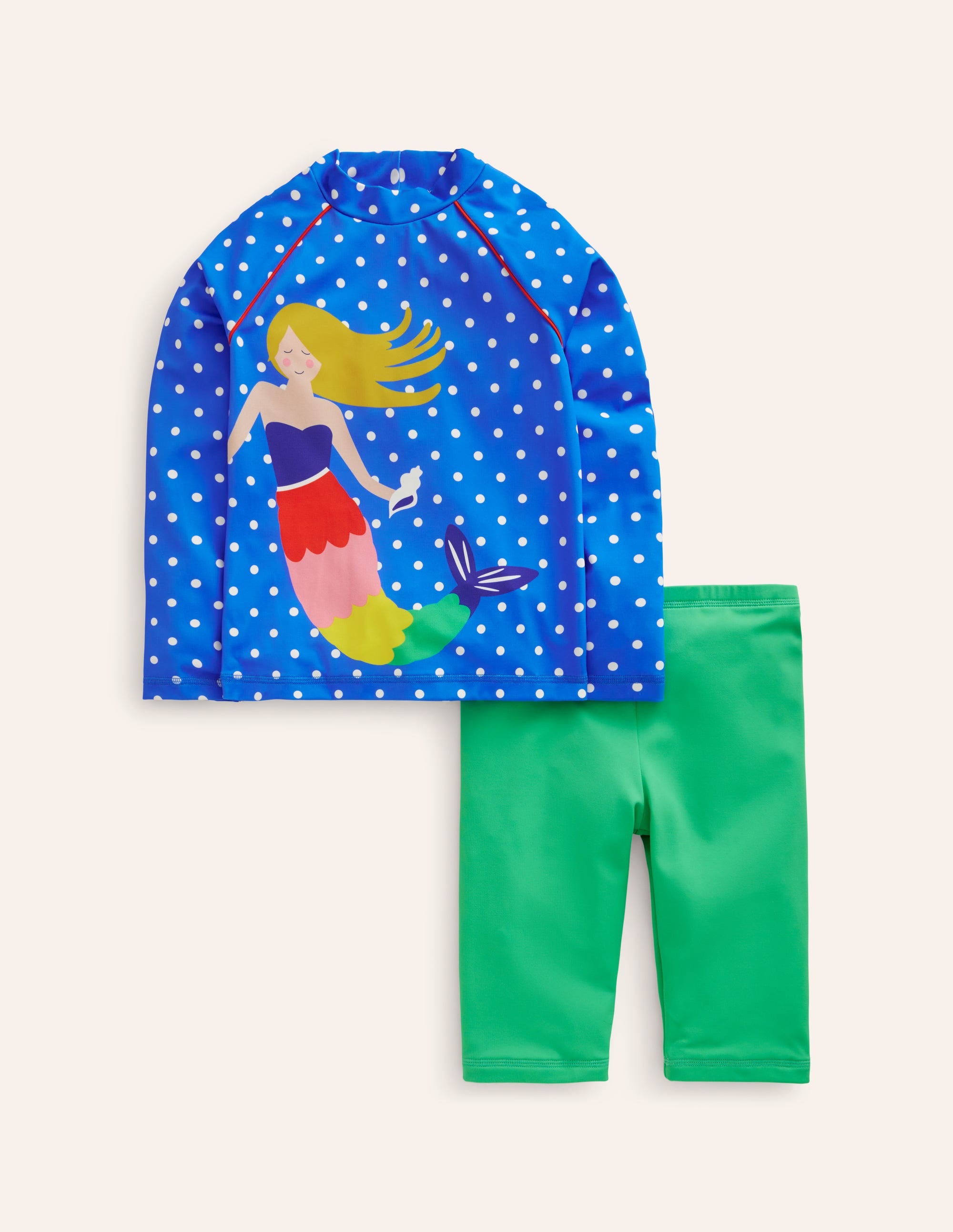 Badeshirt-Set mit Sonnenschutz-Meerjungfrau-Applikation - Image 1