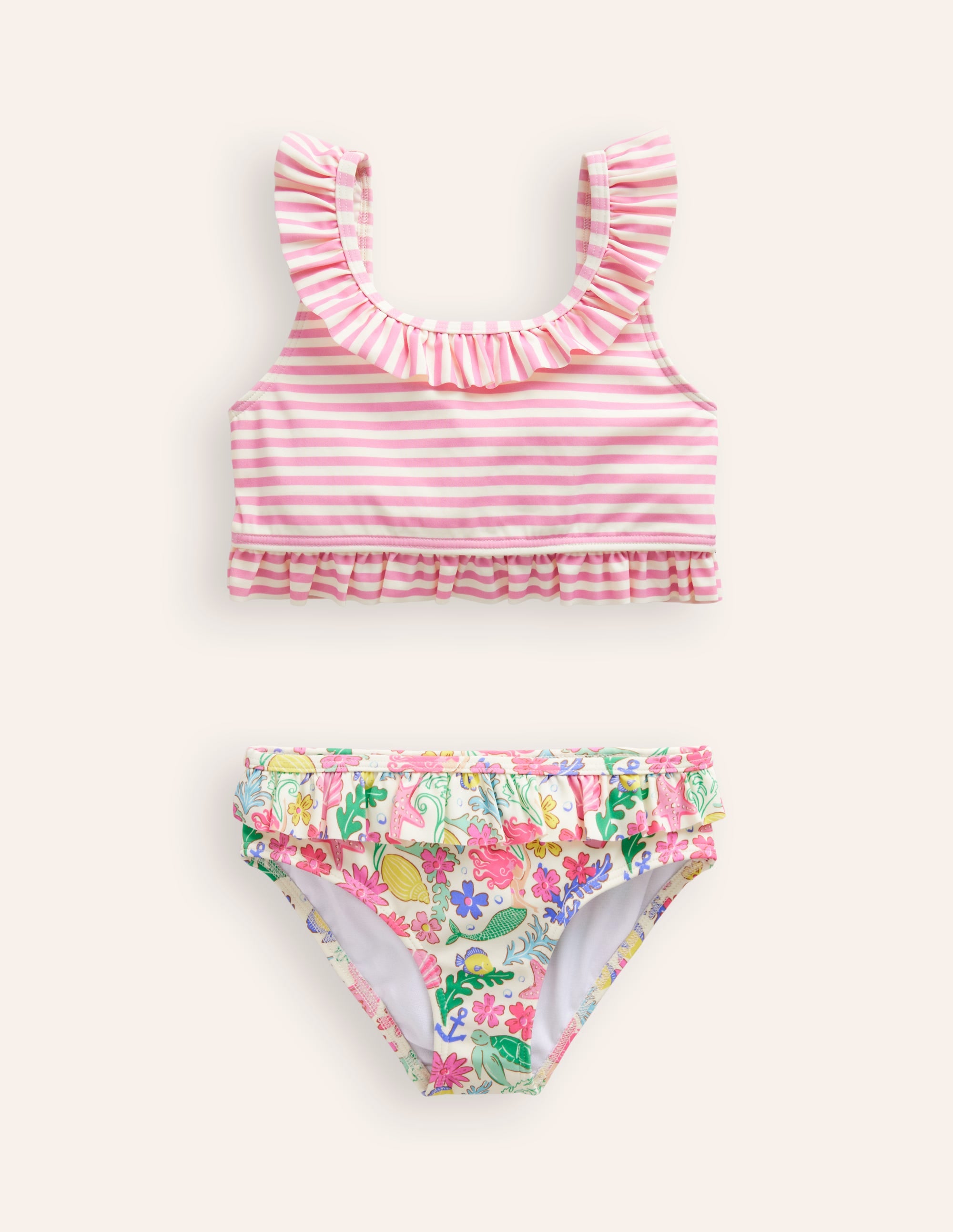 Bikini volanté à motif pêle-mêle-Motif sirène multi - Image 1