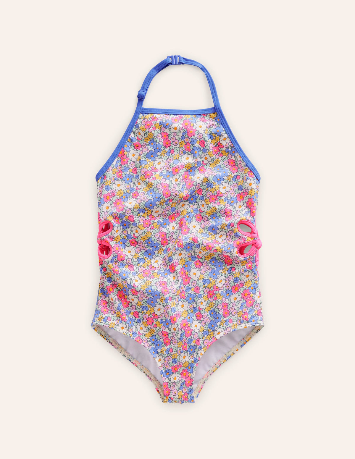 Neckholder-Badeanzug mit Blumen-Cut-out-Festivalrosa Nautisch Floral - Image 1