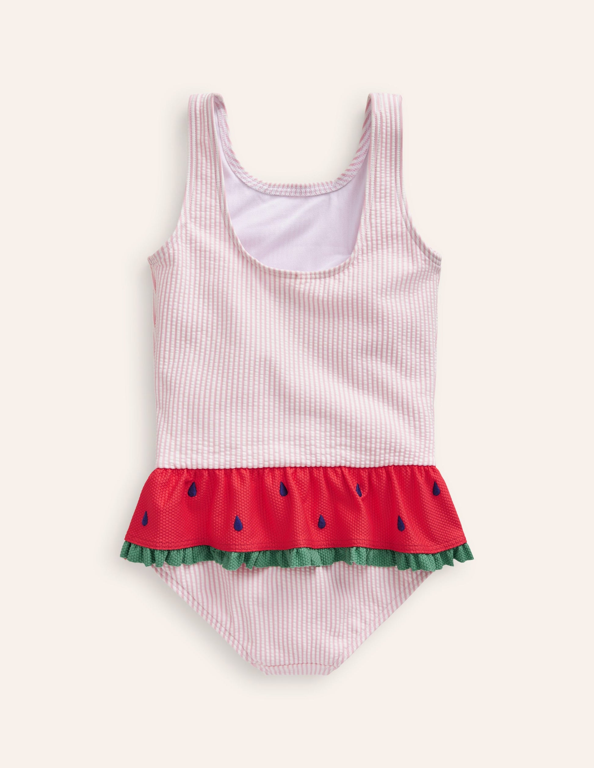 Badeanzug mit Schößchen-Geblümt Rosa/ Vanilleschote-4