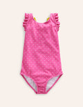 Maillot de bain à bretelles florales-Rose fraise