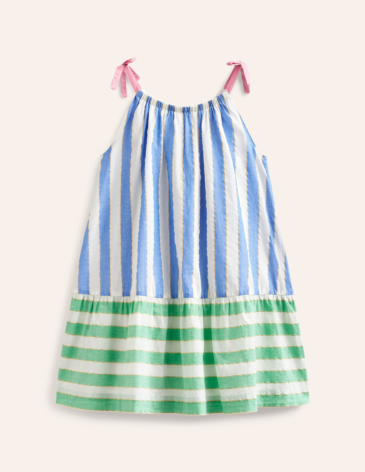 Lustiges, gestreiftes Trägerkleid-Blau Lurex-Streifen - Image 2