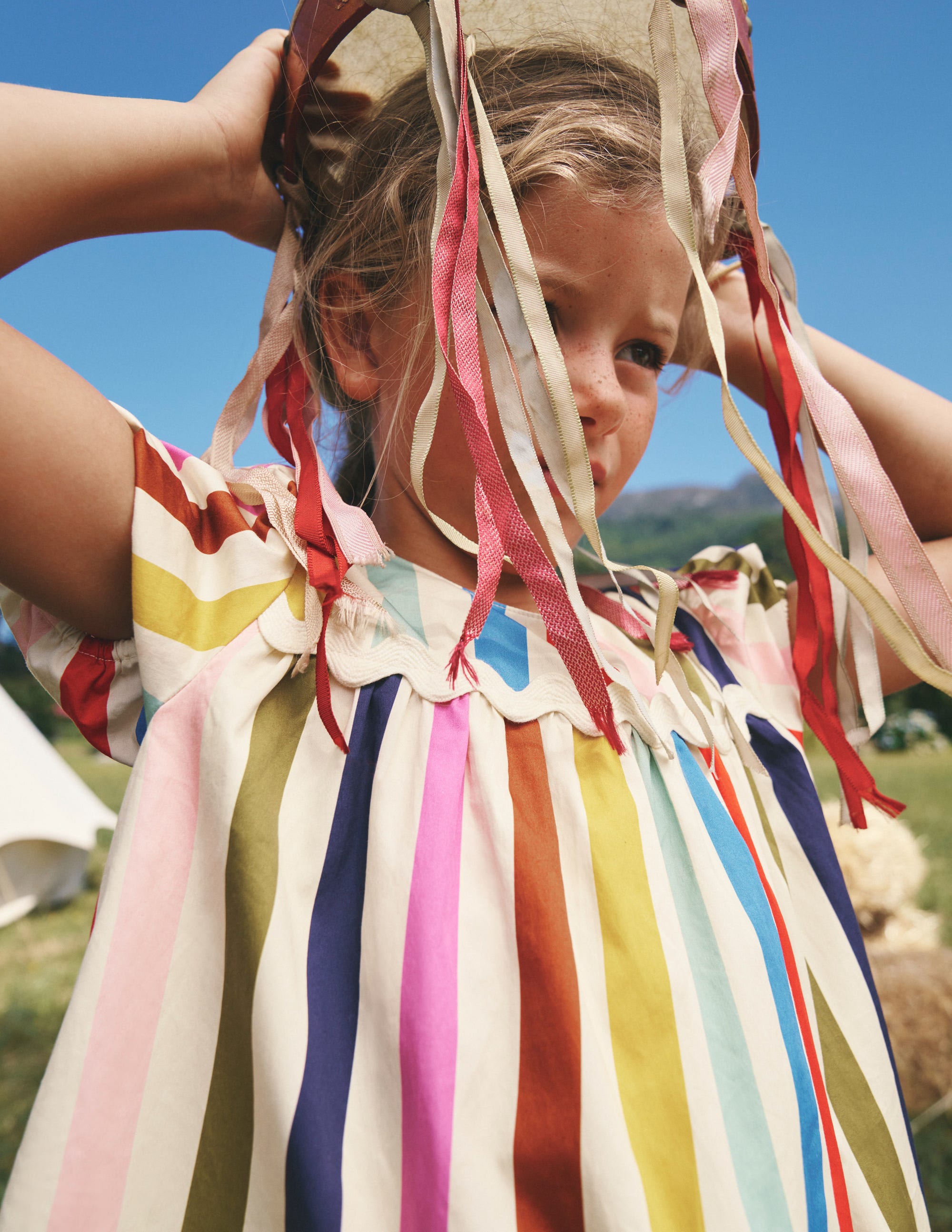 Robe rayée à volants-Rayé multi arc-en-ciel - Image 8