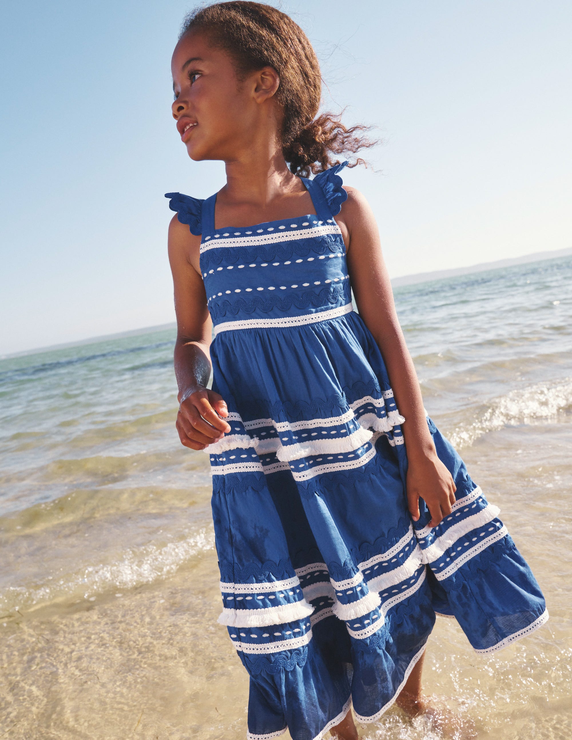Tiered Twirly Ric Rac Dress-Sapphire Blue - Image 4