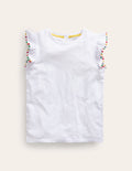 T-shirt à pompons-Blanc